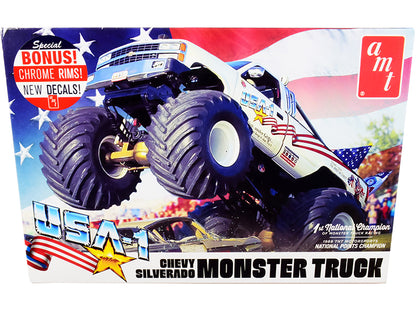 Skill 2 Model Kit Chevrolet Silverado "USA-1" Monster Truck 1/25 Scale Model by AMT-DiecastModeler.com