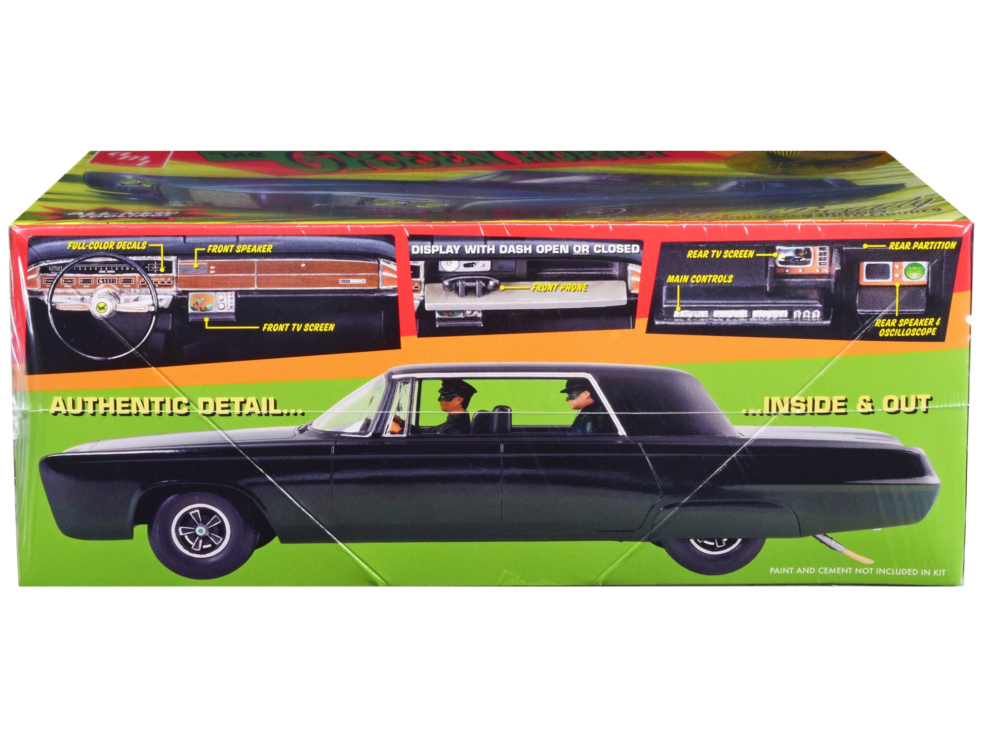 Skill 2 Model Kit Black Beauty "The Green Hornet" (1966–1967) TV Series with Green Hornet and Kato Figures 1/25 Scale Model by AMT-DiecastModeler.com