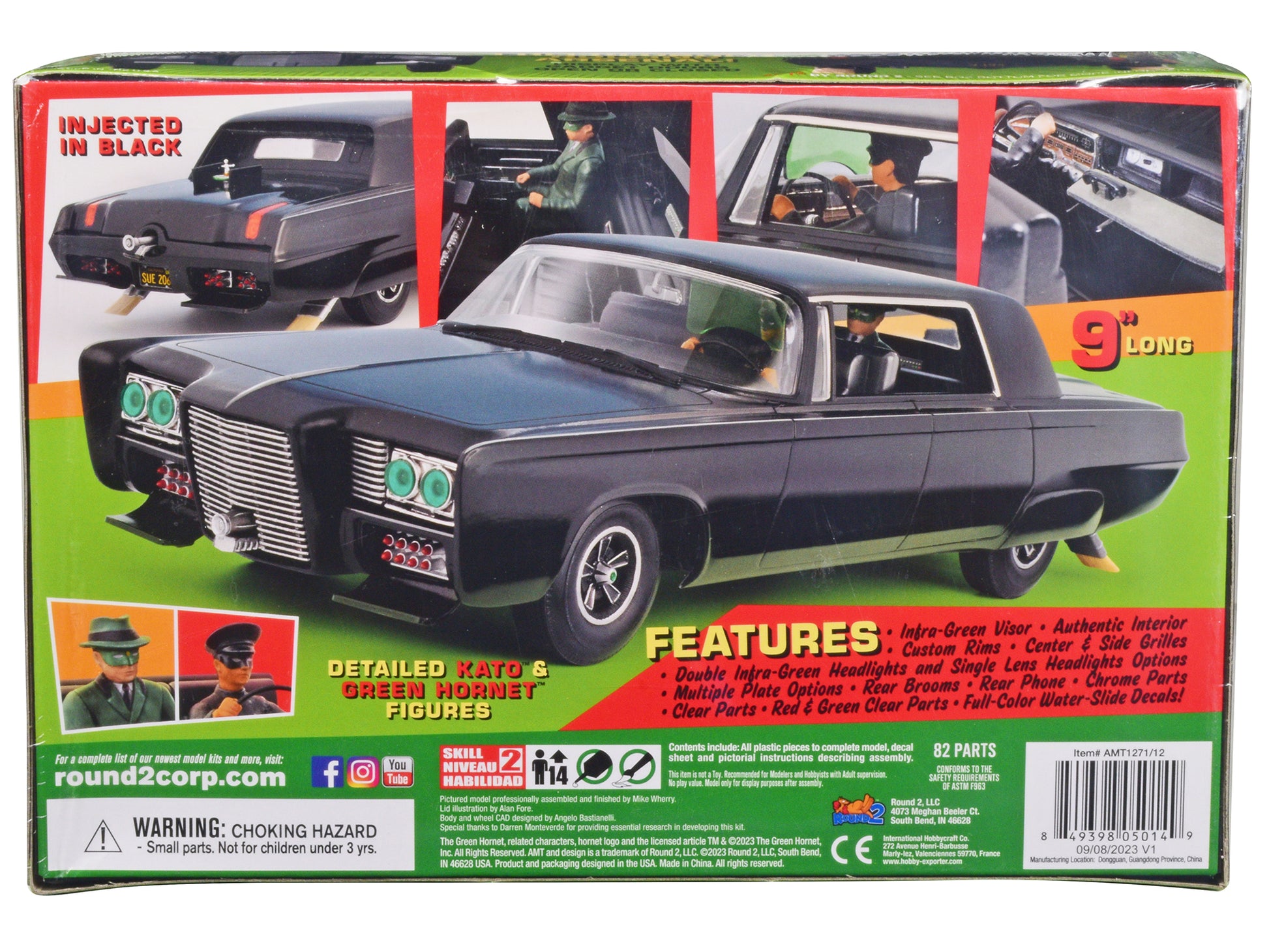 Skill 2 Model Kit Black Beauty "The Green Hornet" (1966–1967) TV Series with Green Hornet and Kato Figures 1/25 Scale Model by AMT-DiecastModeler.com