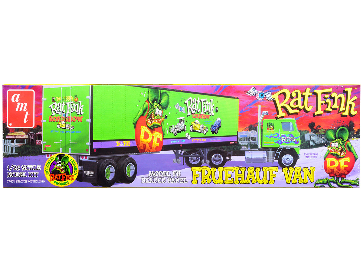 Skill 3 Model Kit Fruehauf FB Beaded Panel Van Trailer "Rat Fink" 1/25 Scale Model by AMT-DiecastModeler.com