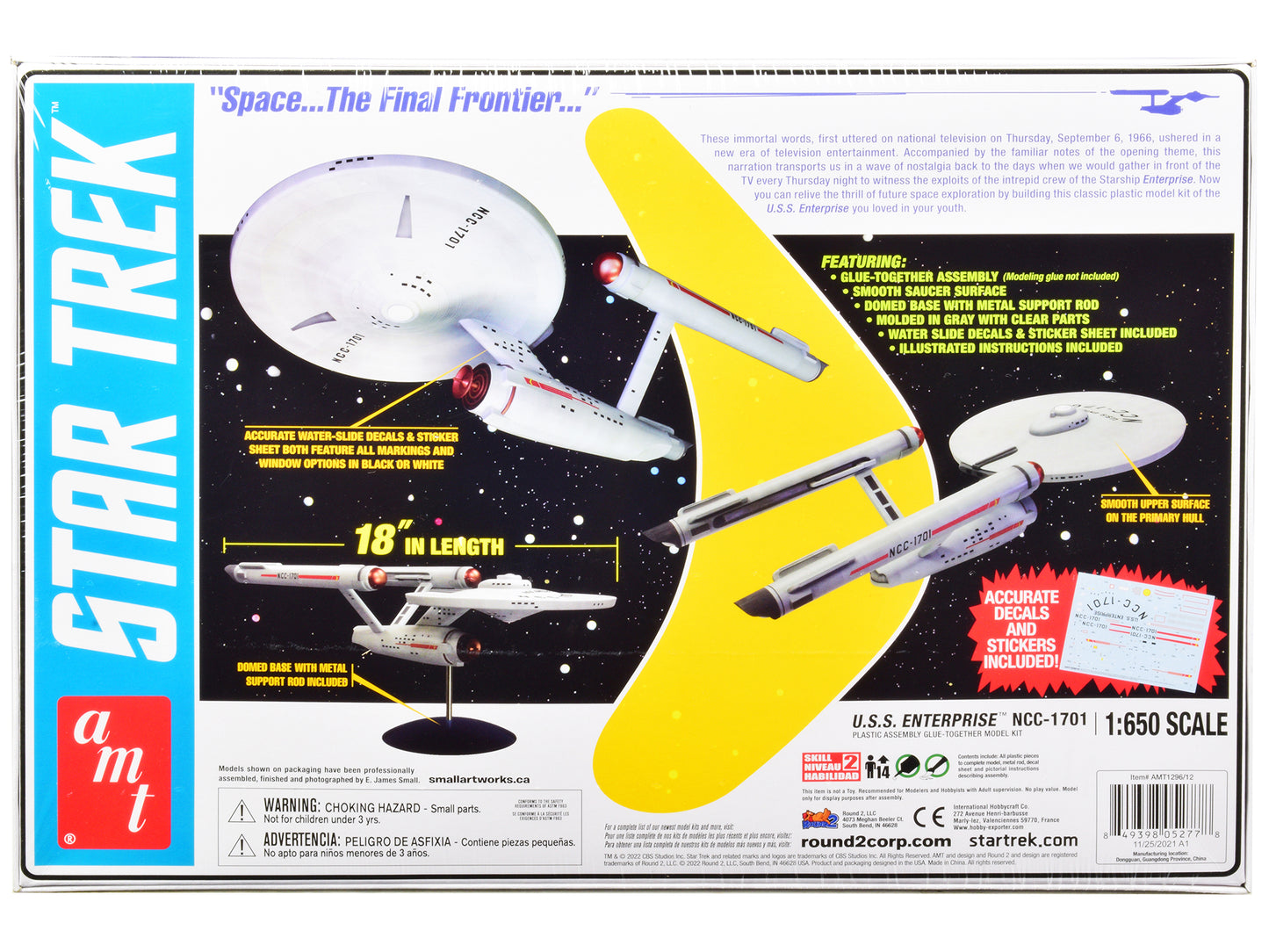 Skill 2 Model Kit U.S.S. Enterprise NCC-1701 Space Ship "Star Trek" 1/650 Scale Model by AMT-DiecastModeler.com