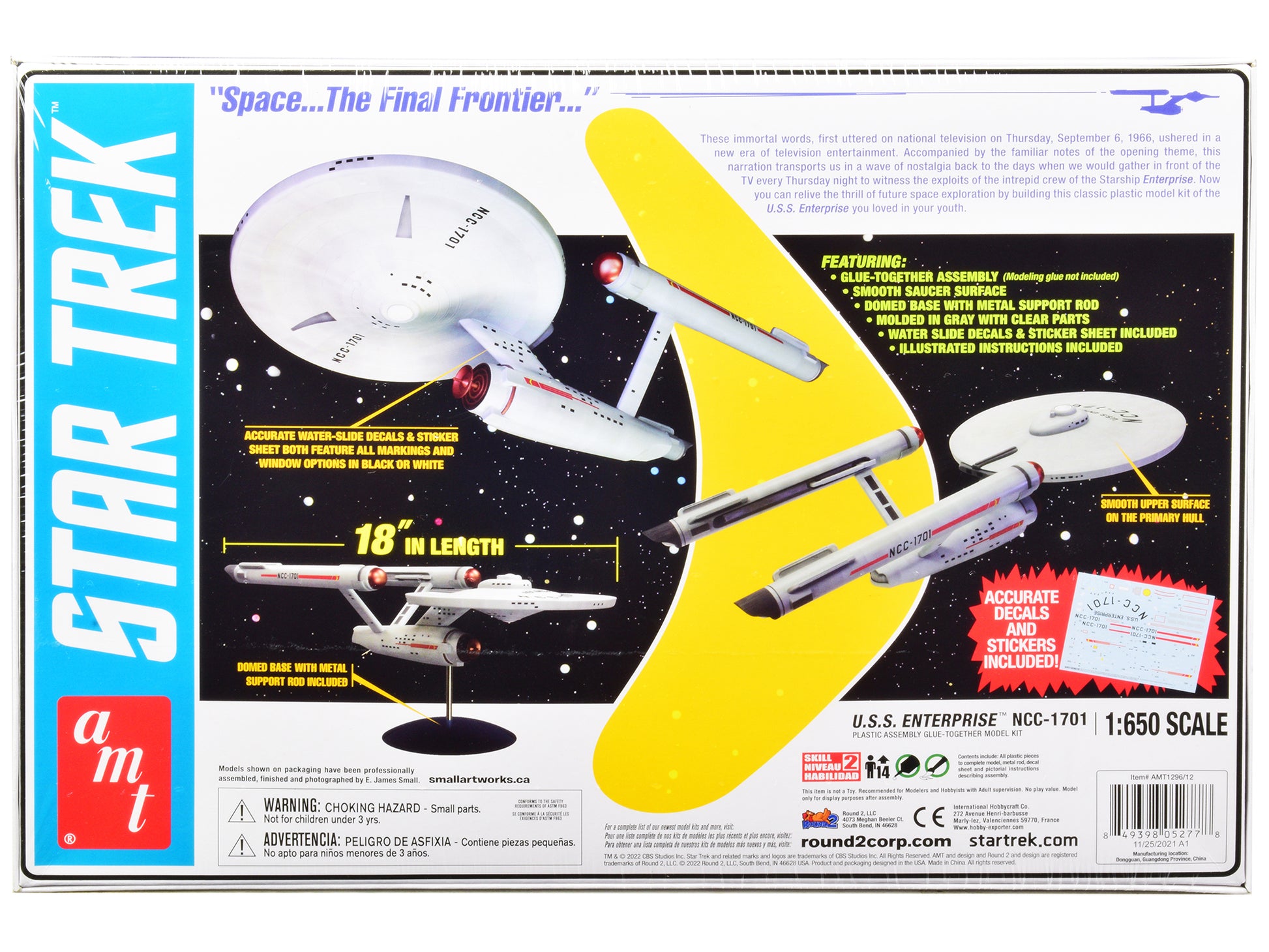 Skill 2 Model Kit U.S.S. Enterprise NCC-1701 Space Ship "Star Trek" 1/650 Scale Model by AMT-DiecastModeler.com