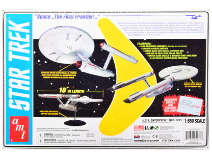Skill 2 Model Kit U.S.S. Enterprise NCC-1701 Space Ship "Star Trek" 1/650 Scale Model by AMT-DiecastModeler.com