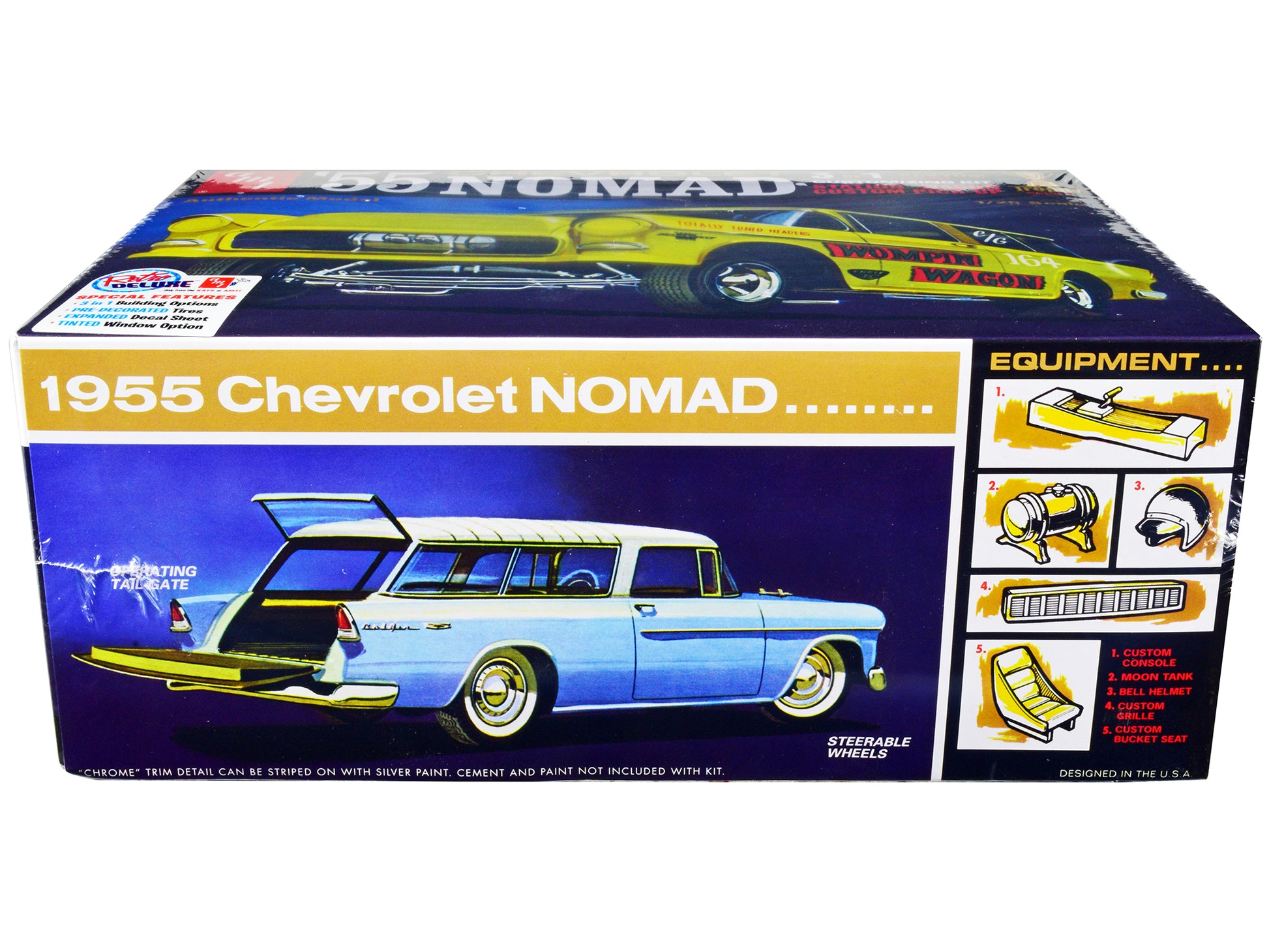 Skill 2 Model Kit 1955 Chevrolet Nomad 3-in-1 Kit "Trophy Series" 1/25 Scale Model by AMT-DiecastModeler.com
