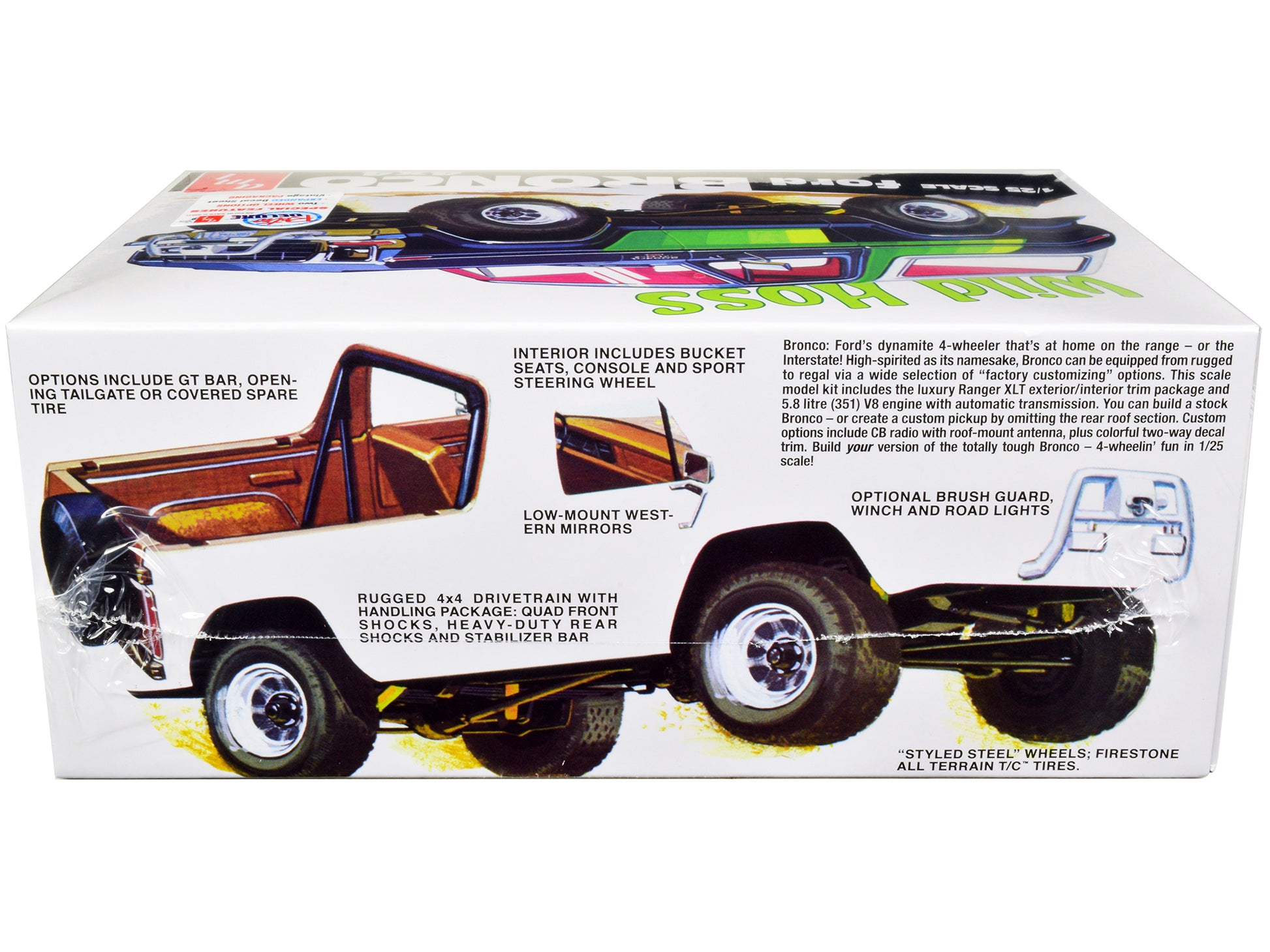 Skill 2 Model Kit Ford Bronco 4X4 "Wild Hoss" 1/25 Scale Model by AMT-DiecastModeler.com