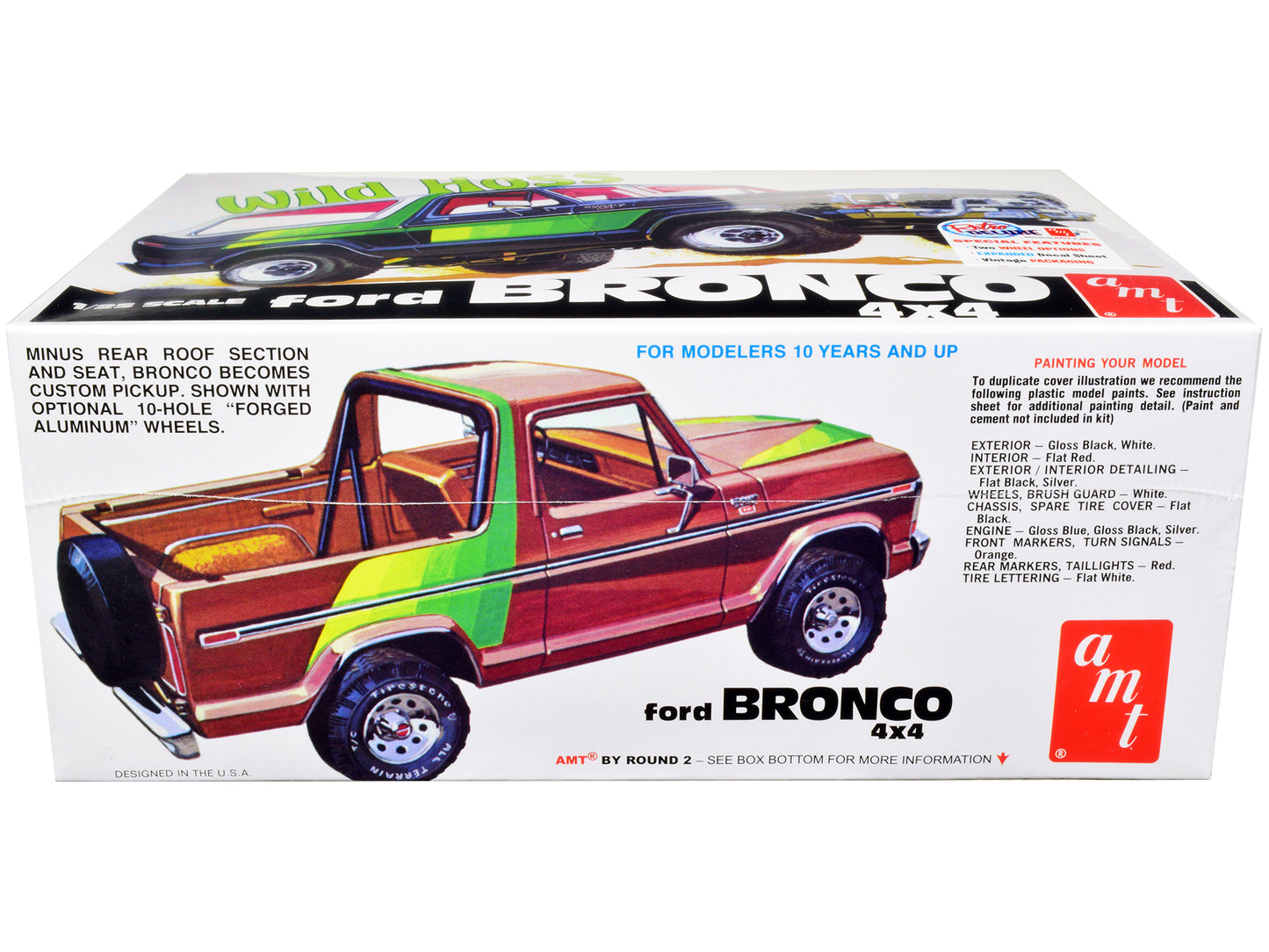 Skill 2 Model Kit Ford Bronco 4X4 "Wild Hoss" 1/25 Scale Model by AMT-DiecastModeler.com
