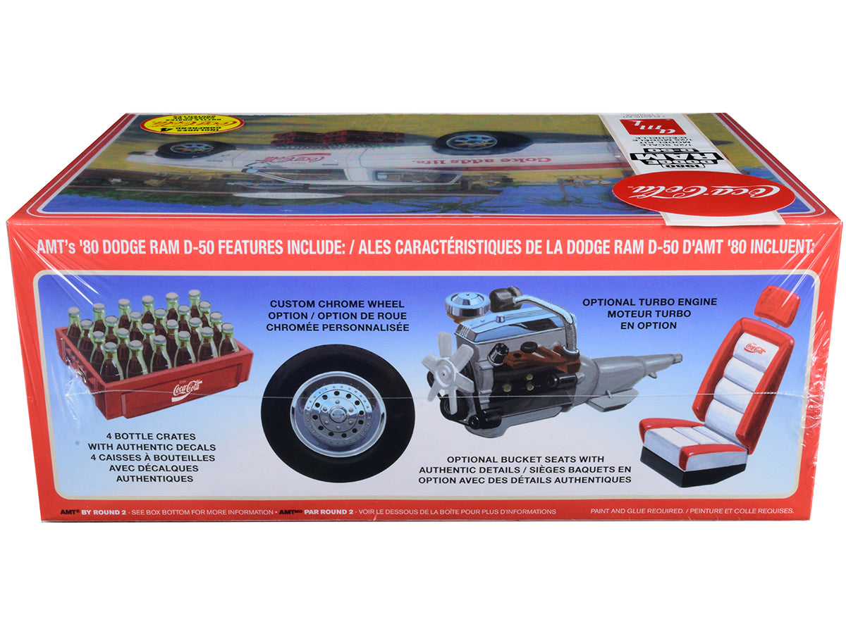 Skill 3 Model Kit 1980 Dodge Ram D-50 Pickup Truck "Coca-Cola" Four Bottle Crates 1/25 Scale Model by AMT-DiecastModeler.com