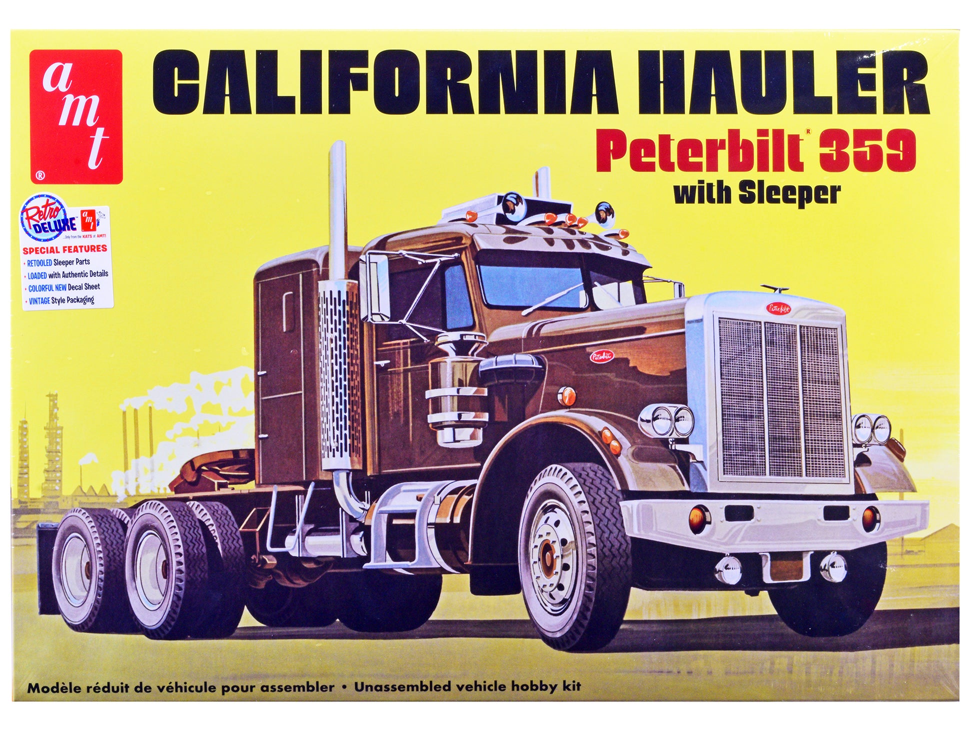 Skill 3 Model Kit Peterbilt 359 California Hauler with Sleeper Cab 1/25 Scale Model by AMT-DiecastModeler.com