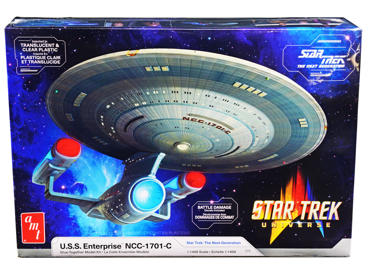 Skill 2 Model Kit U.S.S. Enterprise NCC-1701-C Space Ship "Star Trek: The Next Generation" (1987) TV Series 1/1400 Scale Model by AMT-DiecastModeler.com