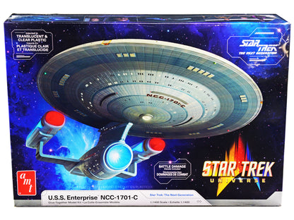 Skill 2 Model Kit U.S.S. Enterprise NCC-1701-C Space Ship "Star Trek: The Next Generation" (1987) TV Series 1/1400 Scale Model by AMT-DiecastModeler.com