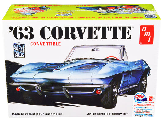 Skill 2 Model Kit 1963 Chevrolet Corvette Convertible 3-in-1 Kit 1/25 Scale Model by AMT-DiecastModeler.com