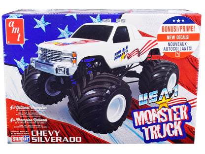 Skill 1 Snap Model Kit Chevrolet Silverado "USA-1" Monster Truck 1/32 Scale Model by AMT-DiecastModeler.com