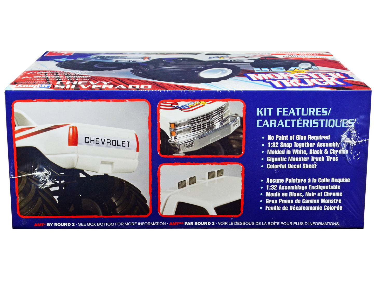 Skill 1 Snap Model Kit Chevrolet Silverado "USA-1" Monster Truck 1/32 Scale Model by AMT-DiecastModeler.com