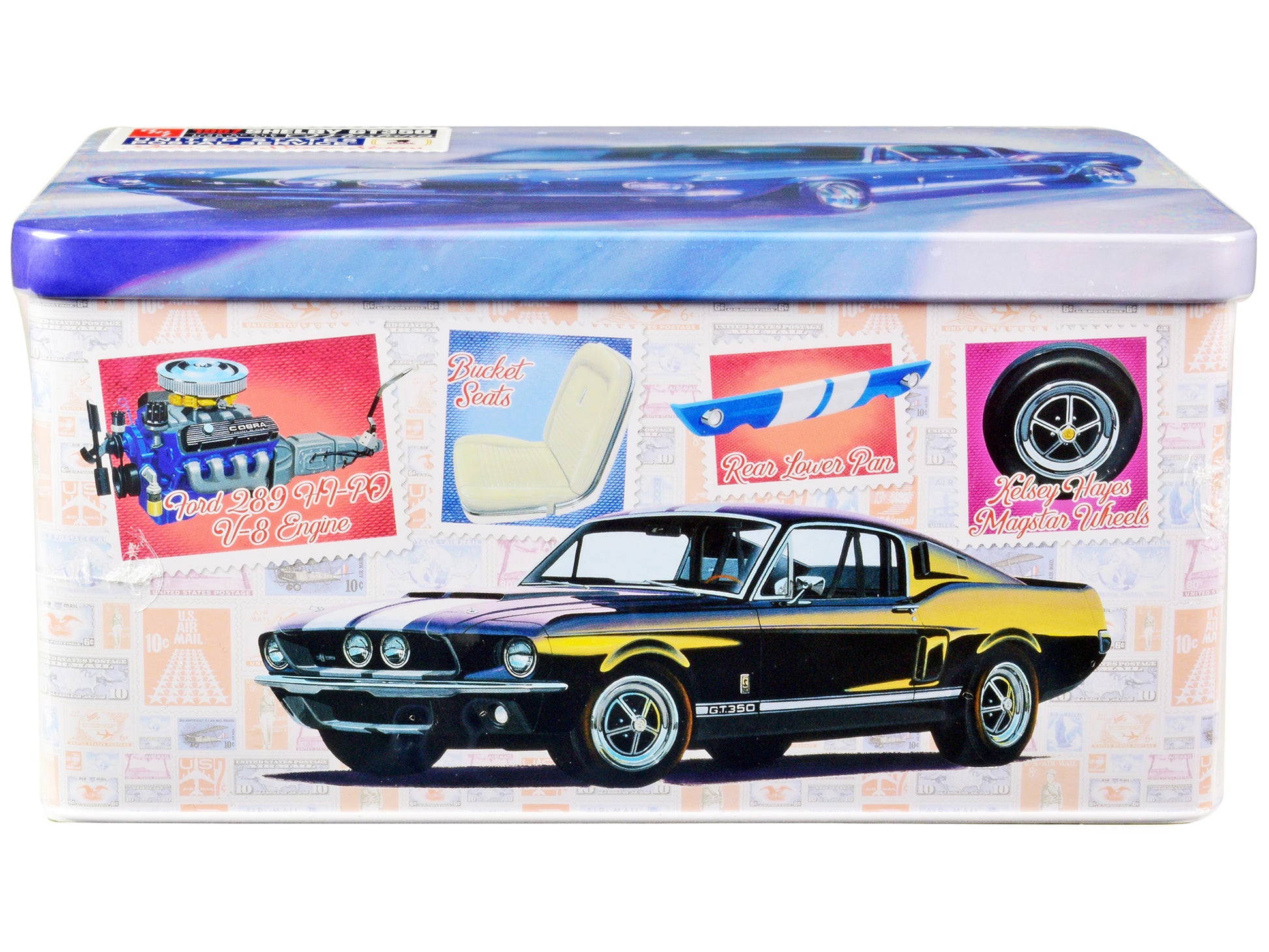 Skill 2 Model Kit 1967 Shelby Mustang GT350 USPS (United States Postal Service) "Auto Art Stamp Series" 1/25 Scale Model by AMT-DiecastModeler.com