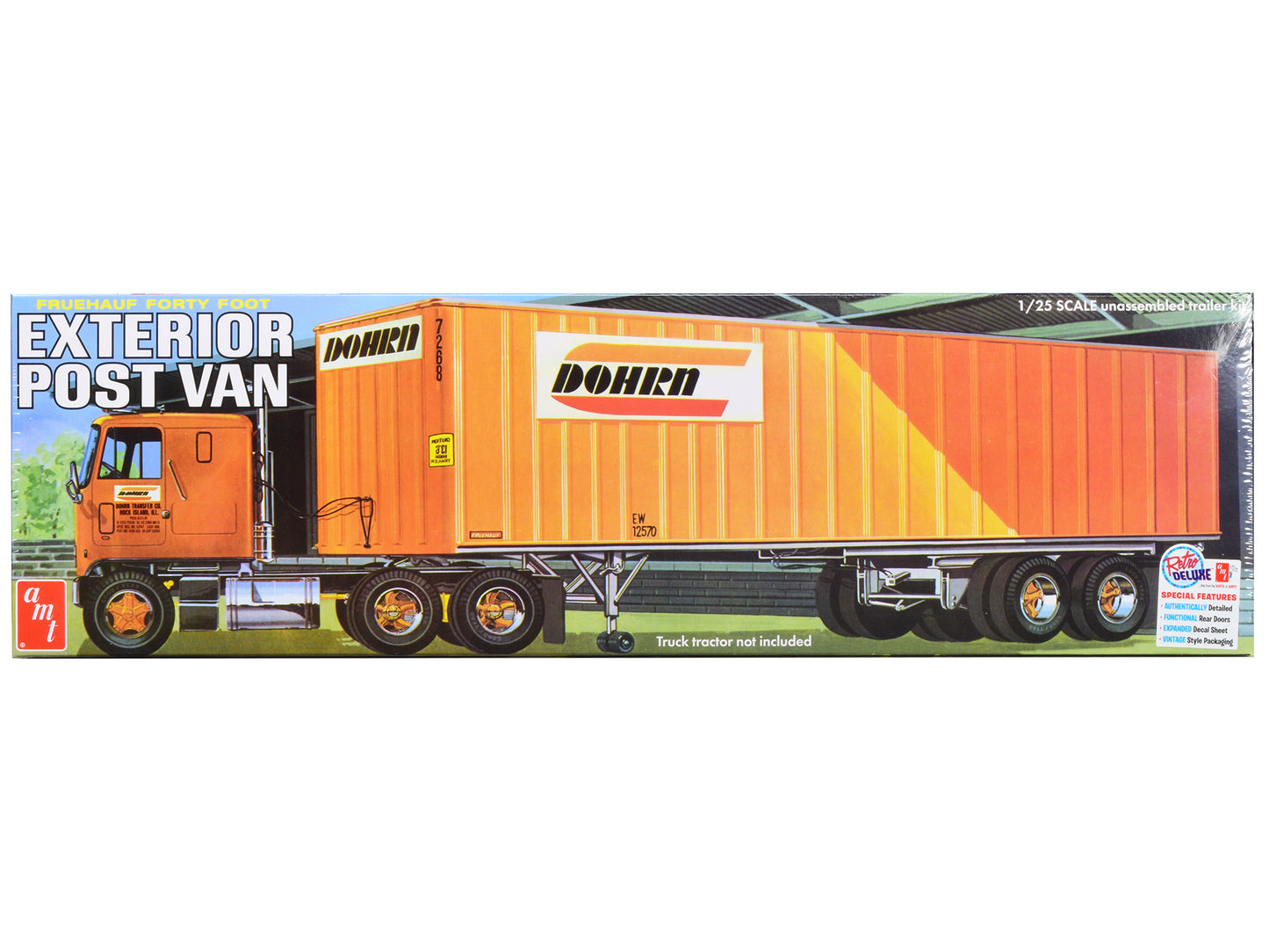 Skill 3 Model Kit Fruehauf Forty Foot Exterior Post Van Trailer "Dohrn Transfer Co." 1/25 Scale Model by AMT-DiecastModeler.com
