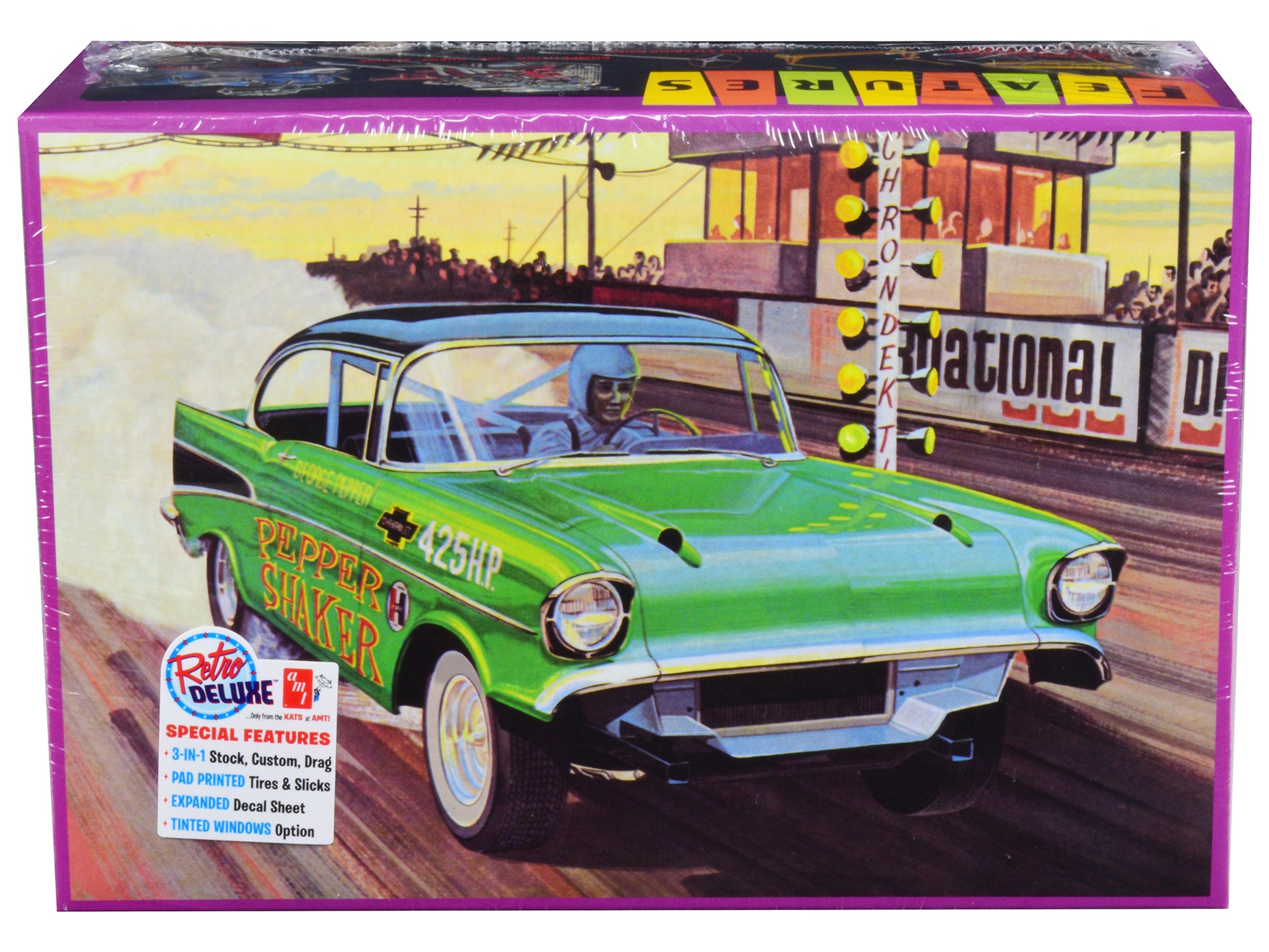 Skill 2 Model Kit 1957 Chevrolet Bel Air "Pepper Shaker" 3 in 1 Kit 1/25 Scale Model by AMT-DiecastModeler.com