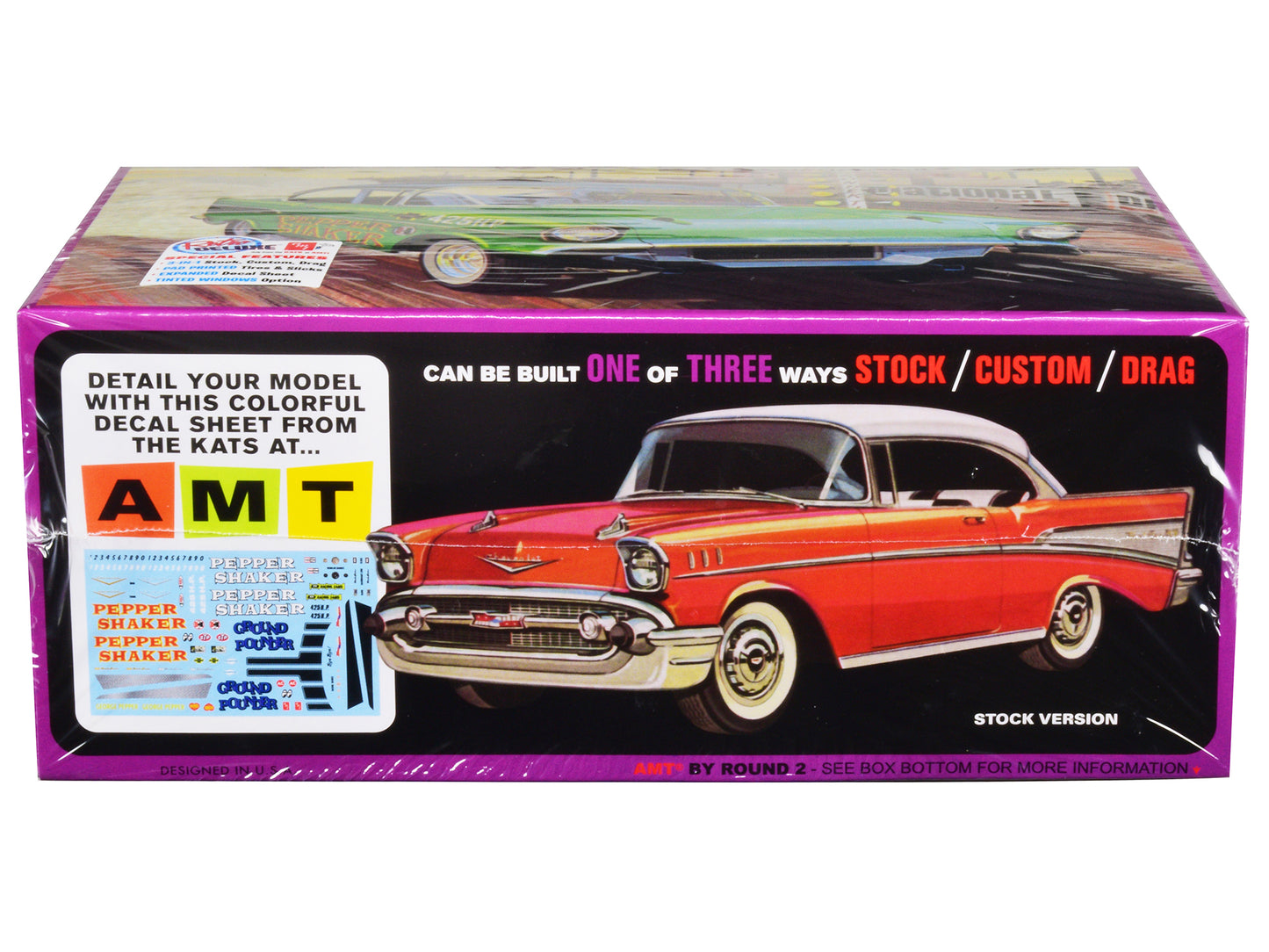 Skill 2 Model Kit 1957 Chevrolet Bel Air "Pepper Shaker" 3 in 1 Kit 1/25 Scale Model by AMT-DiecastModeler.com