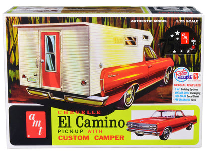 Skill 2 Model Kit 1965 Chevrolet El Camino with Camper 3-in-1 Kit 1/25 Scale Model by AMT-DiecastModeler.com