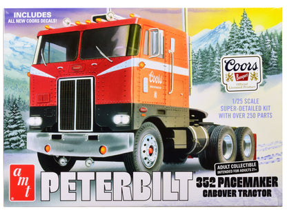 Skill 3 Model Kit Peterbilt 352 Pacemaker Cabover Tractor "Coors" 1/25 Scale Model by AMT-DiecastModeler.com