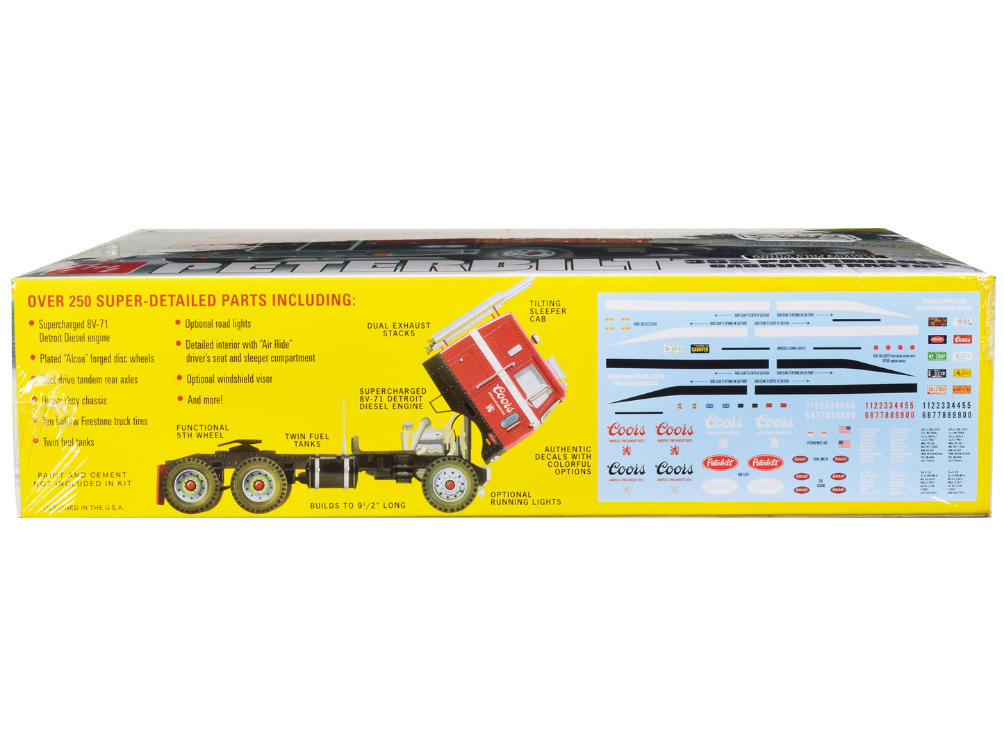 Skill 3 Model Kit Peterbilt 352 Pacemaker Cabover Tractor "Coors" 1/25 Scale Model by AMT-DiecastModeler.com
