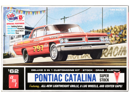 Skill 2 Model Kit 1962 Pontiac Catalina Super Stock 3-in-1 Kit 1/25 Scale Model by AMT-DiecastModeler.com