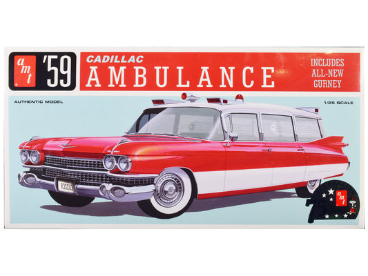 Skill 2 Model Kit 1959 Cadillac Ambulance with Gurney Accessory 1/25 Scale Model by AMT-DiecastModeler.com