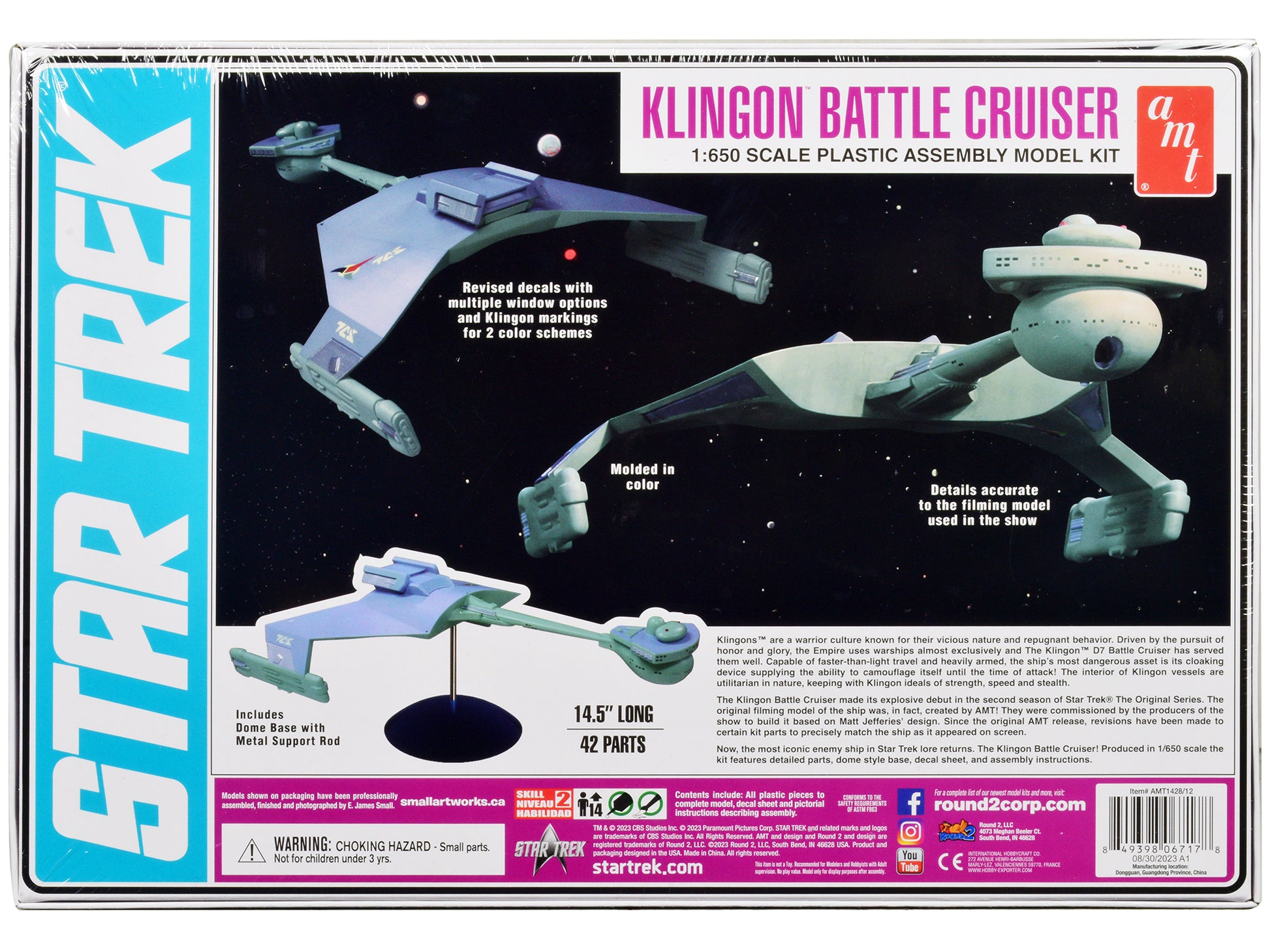 Skill 2 Model Kit "Klingon Warrior Empire" Alien Battle Cruiser "Star Trek" (1966-1969) TV Series 1/650 Scale Model by AMT-DiecastModeler.com