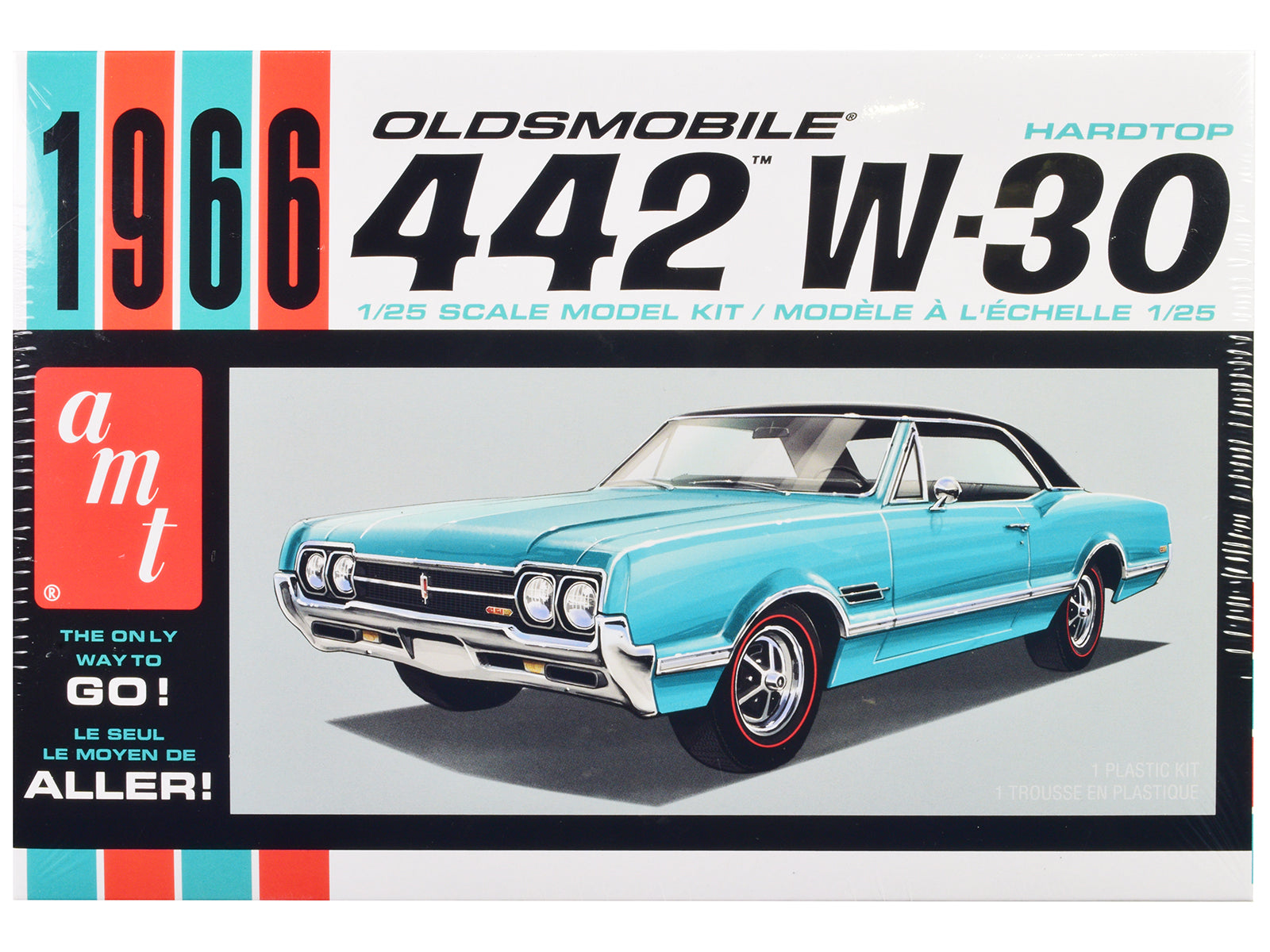 Skill 2 Model Kit 1966 Oldsmobile 442 W-30 Hardtop 1/25 Scale Model by AMT-DiecastModeler.com