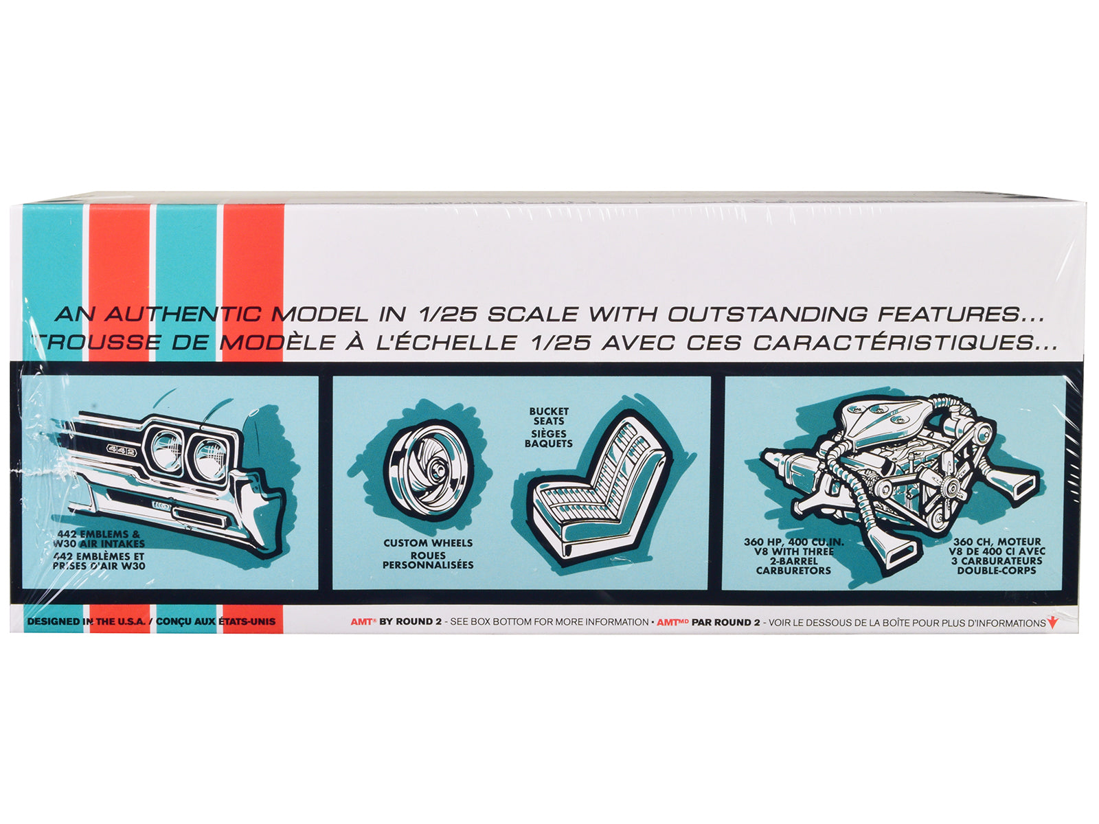 Skill 2 Model Kit 1966 Oldsmobile 442 W-30 Hardtop 1/25 Scale Model by AMT-DiecastModeler.com