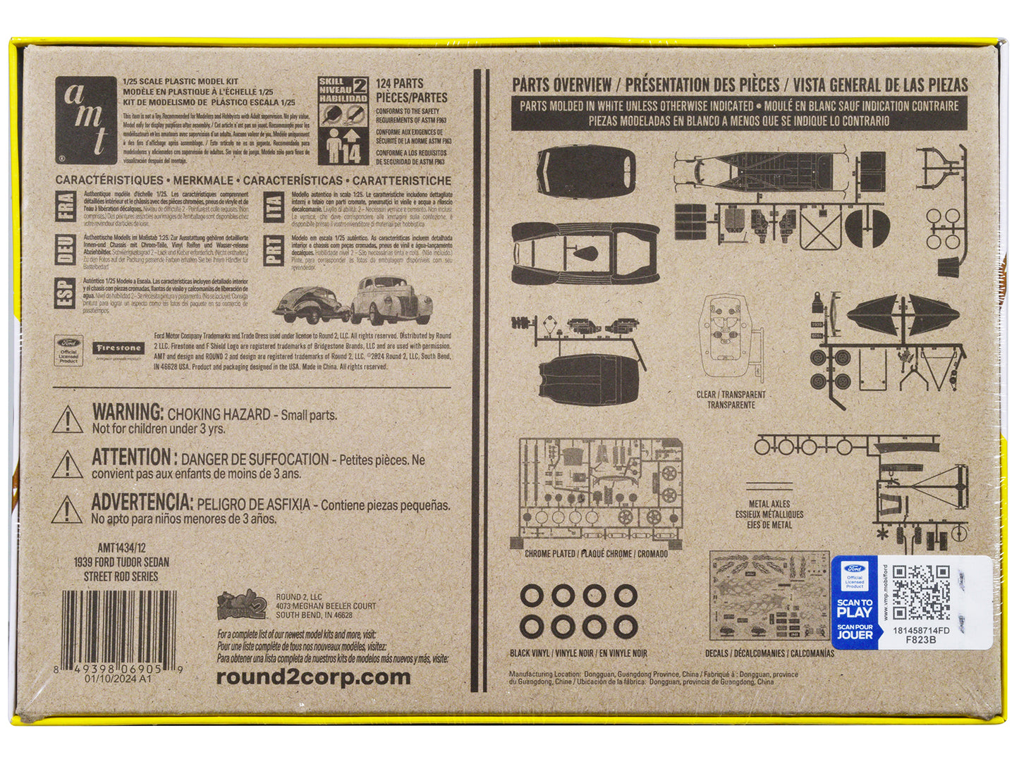 Skill 2 Model Kit 1939 Ford Tudor Sedan "Street Rod" Series 1/25 Scale Model by AMT-DiecastModeler.com