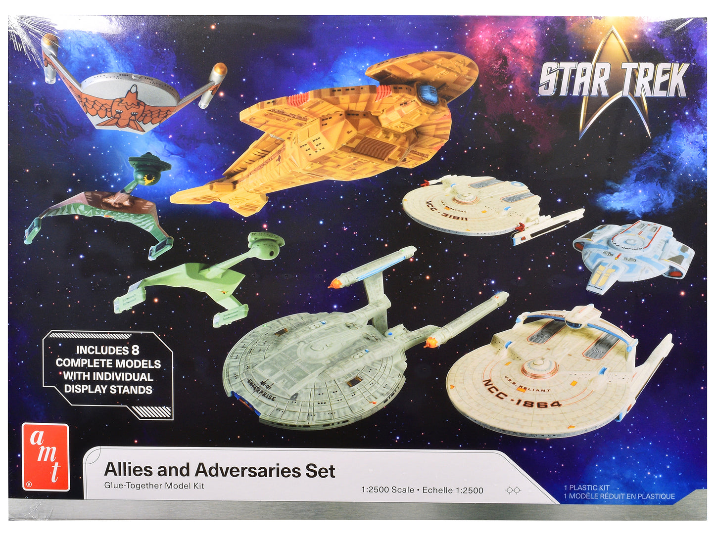 Skill 2 Model Kit Allies and Adversaries Space Ship Set "Star Trek" Franchise 1/2500 Scale Model by AMT-DiecastModeler.com