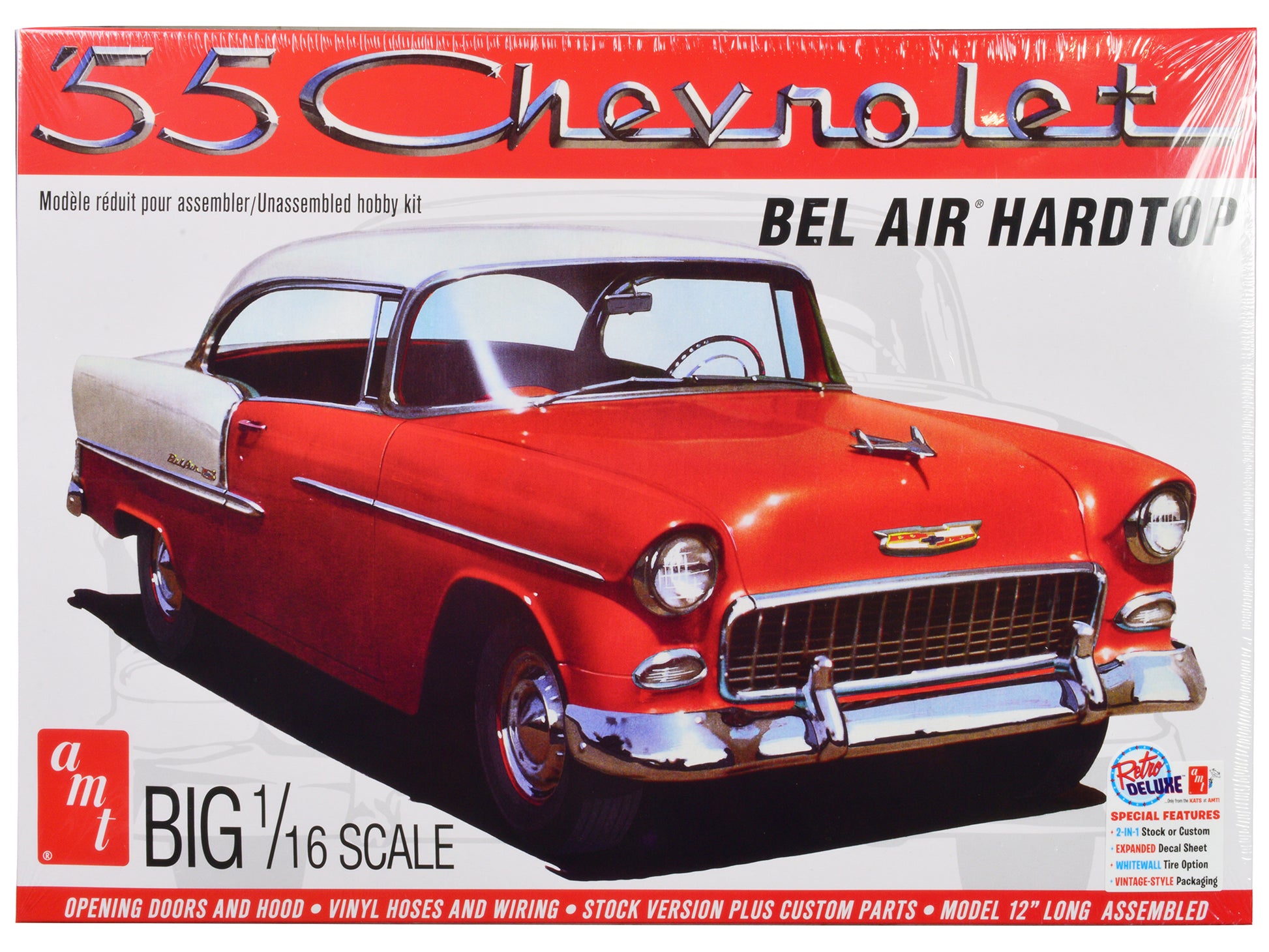 Skill 3 Model Kit 1955 Chevrolet Bel Air Hardtop 1/16 Scale Model by AMT-DiecastModeler.com
