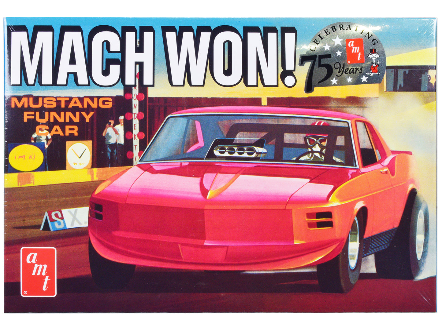 Skill 3 Model Kit 1970 Ford Mustang Funny Car "Mach Won" 1/25 Scale Model by AMT-DiecastModeler.com