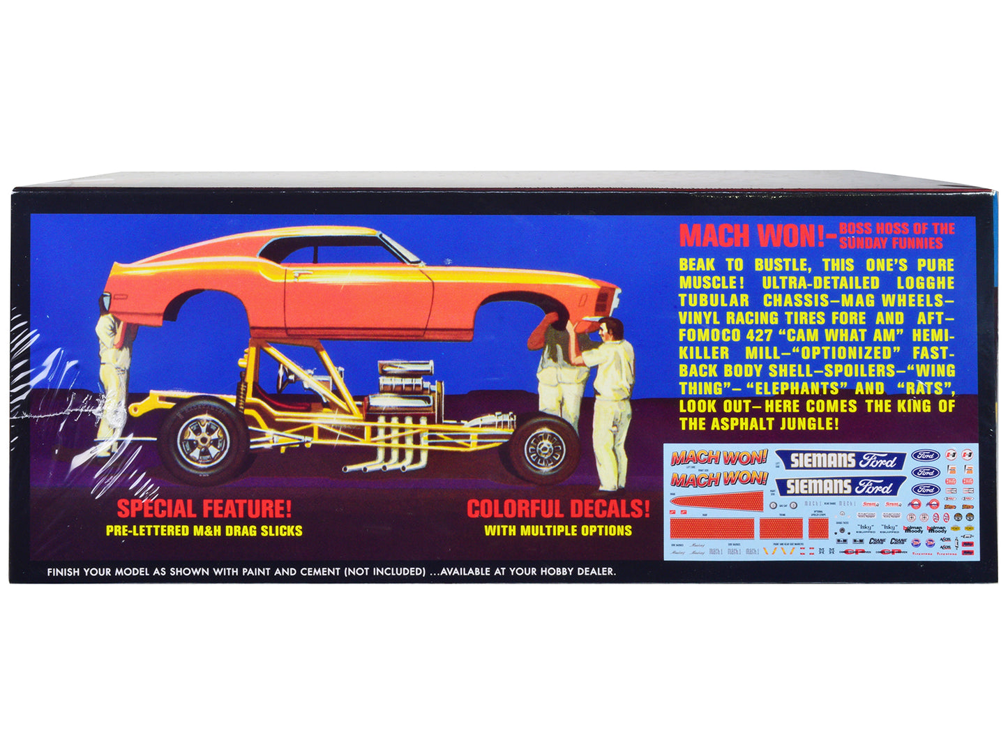 Skill 3 Model Kit 1970 Ford Mustang Funny Car "Mach Won" 1/25 Scale Model by AMT-DiecastModeler.com