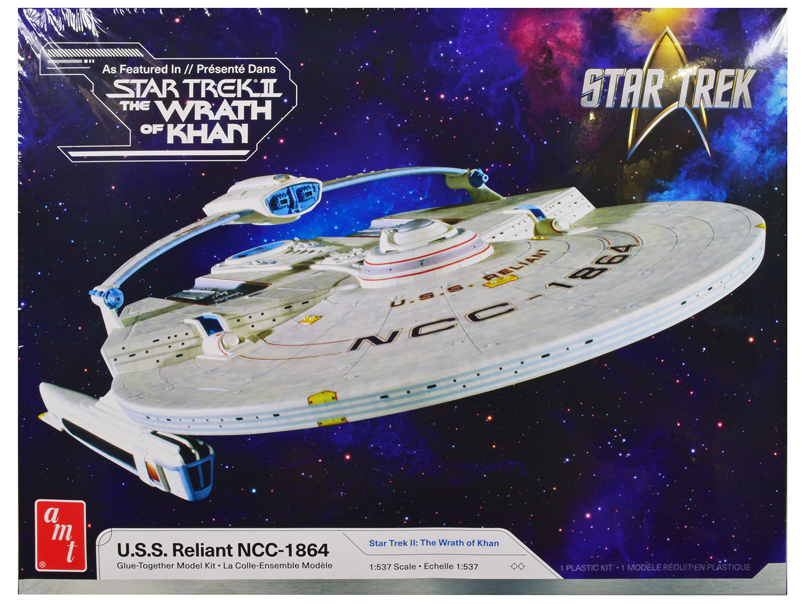 Skill 2 Model Kit U.S.S. Reliant NCC-1864 Space Craft "Star Trek II: The Wrath of Khan" (1982) Movie 1/537 Scale Model by AMT-DiecastModeler.com
