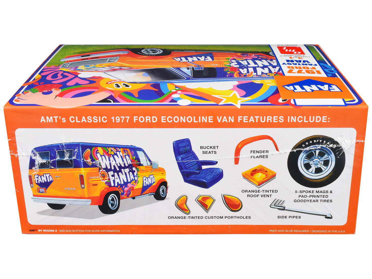 Skill 2 Model Kit 1977 Ford Custom Van "Fanta" 1/25 Scale Model by AMT-DiecastModeler.com