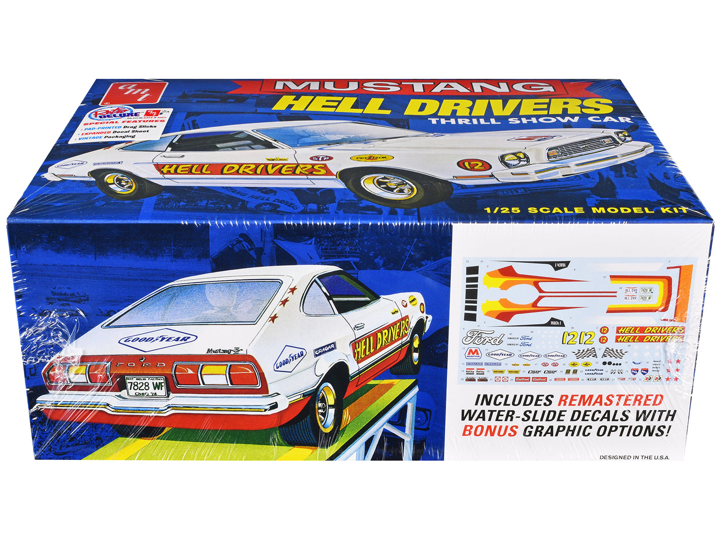 Skill 2 Model Kit 1977 Ford Mustang "Hell Drivers" Thrill Show Car 1/25 Scale Model by AMT