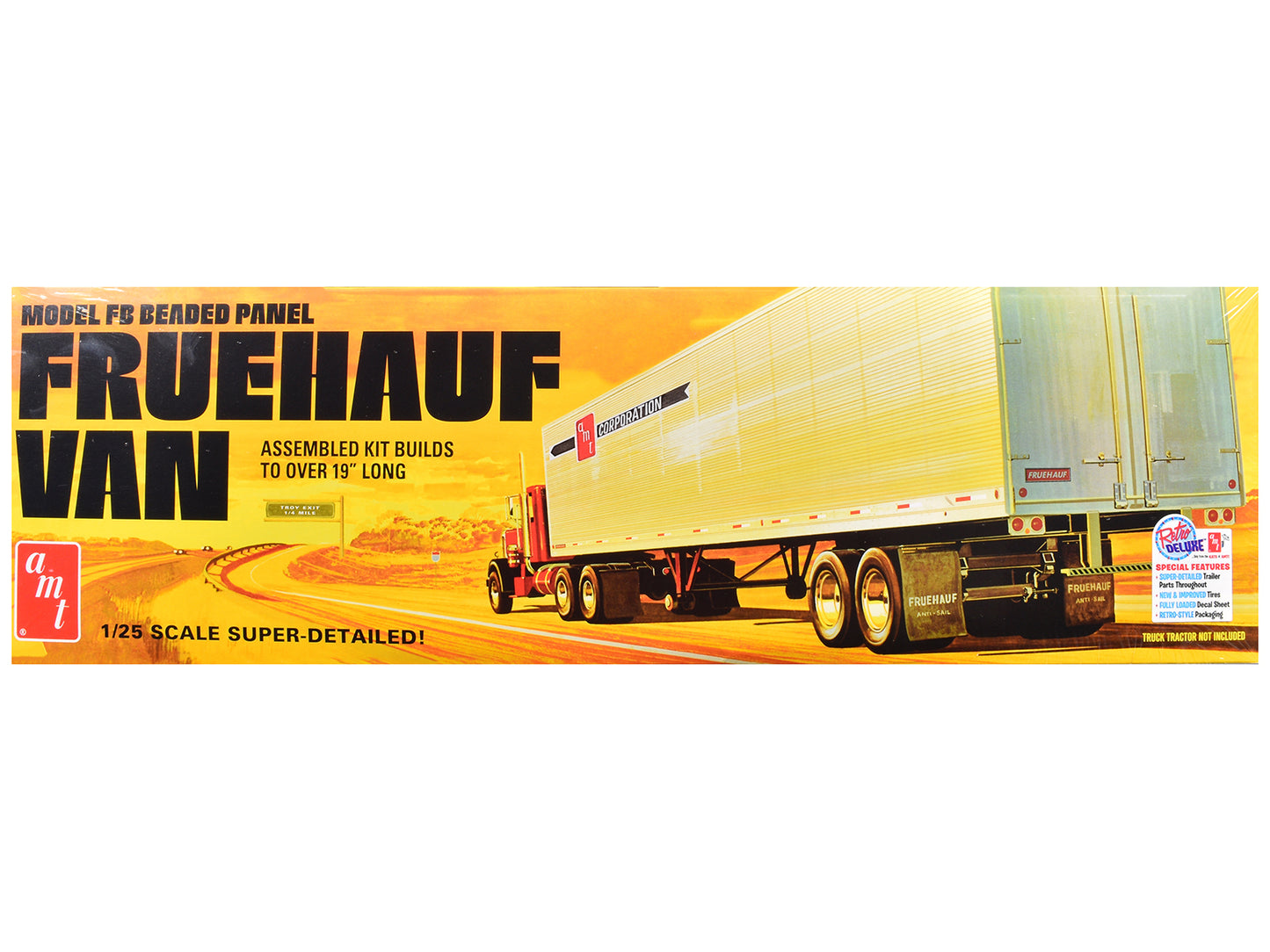 Skill 3 Model Kit Fruehauf FB Beaded Panel Van Trailer 1/25 Scale Model by AMT-DiecastModeler.com
