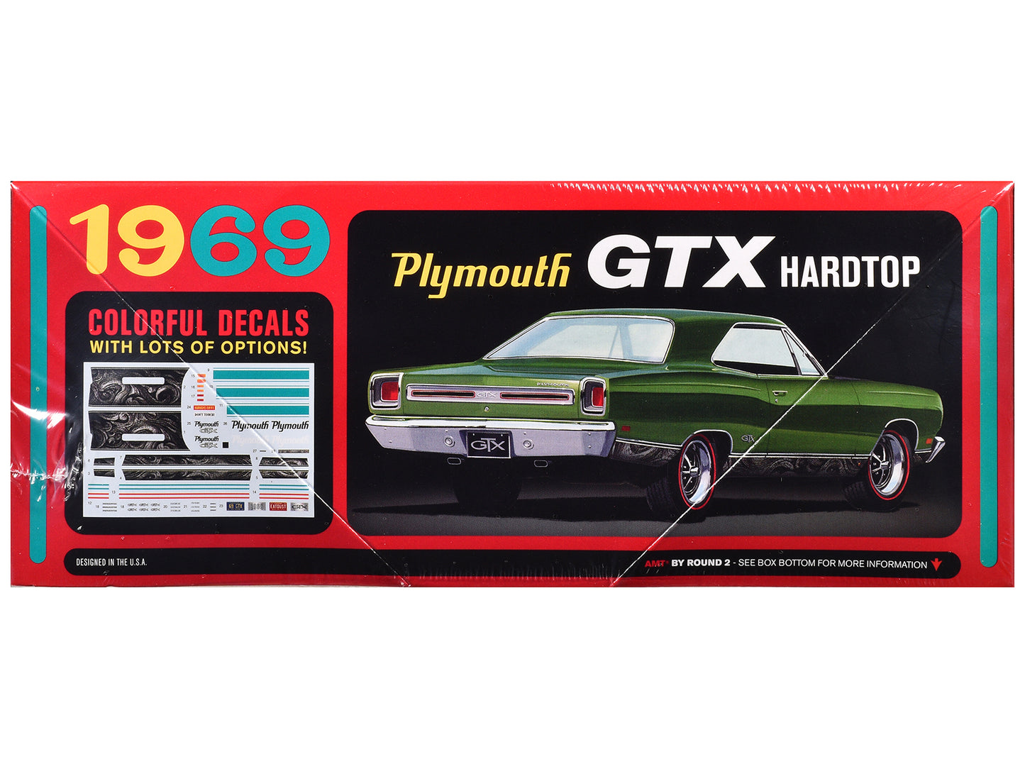 Skill 2 Model Kit 1969 Plymouth GTX Hardtop 1/25 Scale Model by AMT-DiecastModeler.com