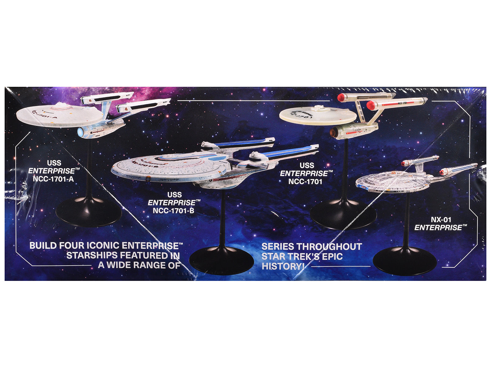 Skill 2 Model Kit U.S.S. Enterprise Four Ship Set "Star Trek" 1/2500 Scale Model by AMT-DiecastModeler.com