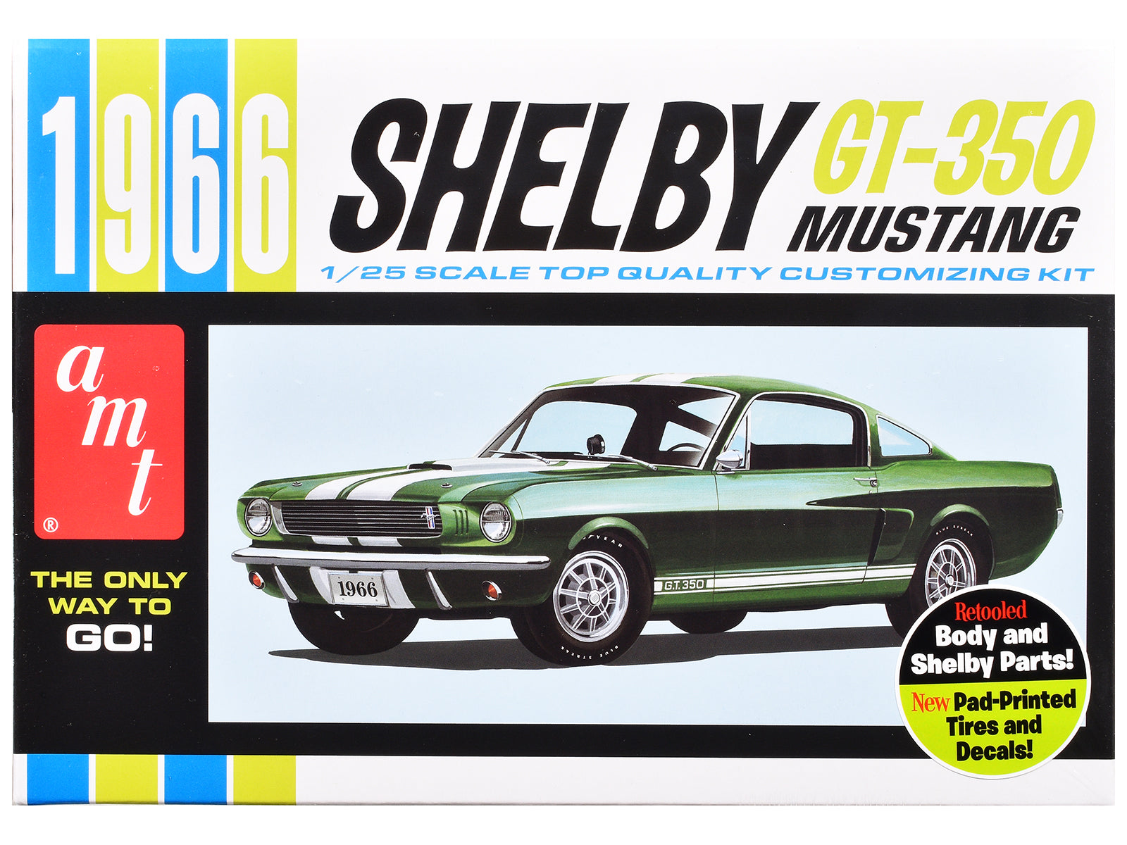 Skill 2 Model Kit 1966 Shelby Mustang GT-350 1/25 Scale Model by AMT-DiecastModeler.com