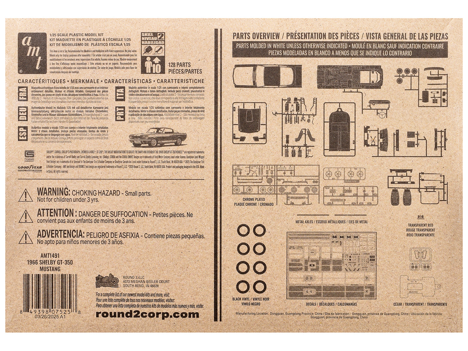 Skill 2 Model Kit 1966 Shelby Mustang GT-350 1/25 Scale Model by AMT-DiecastModeler.com