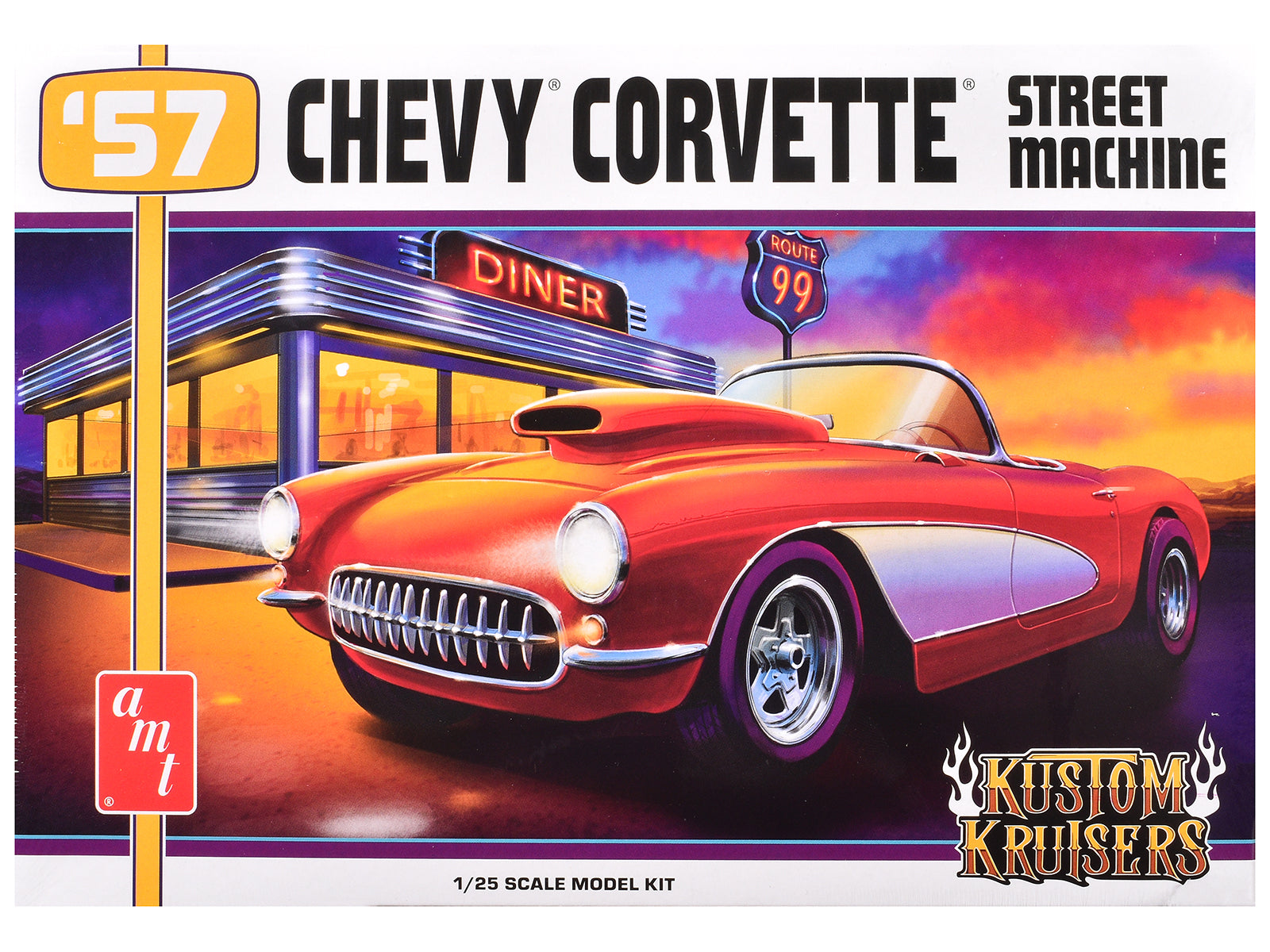 Skill 2 Model Kit 1957 Chevrolet Corvette Street Machine "Kustom Kruisers" Series 1/25 Scale Model by AMT-DiecastModeler.com