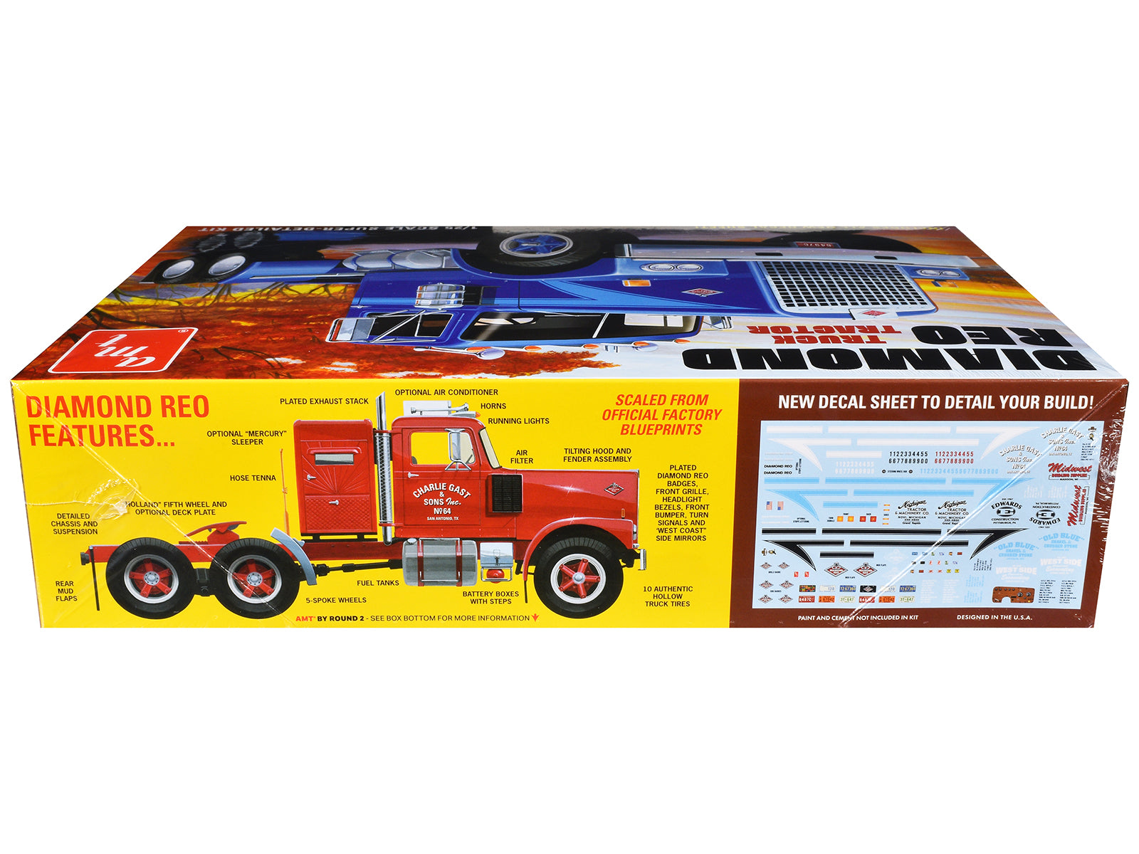 Skill 3 Model Kit Diamond Reo Truck Tractor 1/25 Scale Model by AMT-DiecastModeler.com