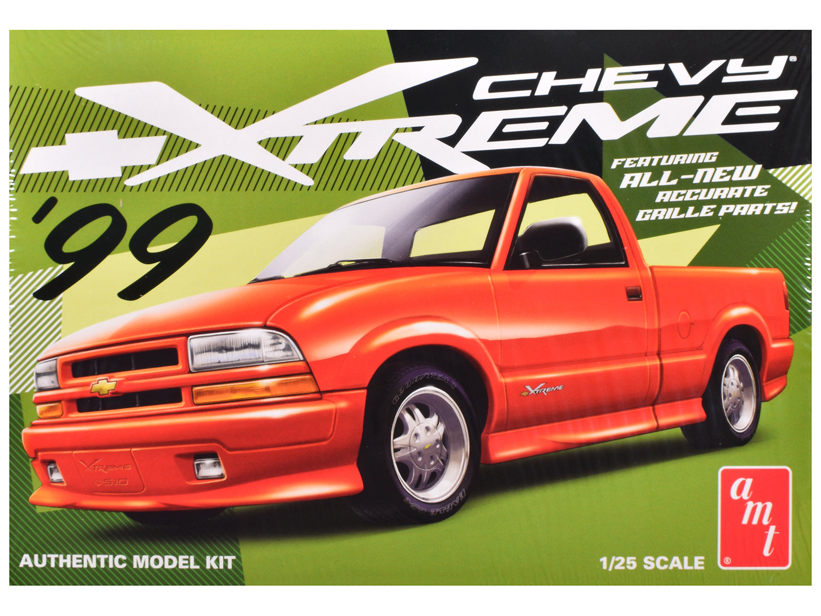Skill 2 Model Kit 1999 Chevrolet S-10 Xtreme Pickup Truck 1/25 Scale Model by AMT-DiecastModeler.com
