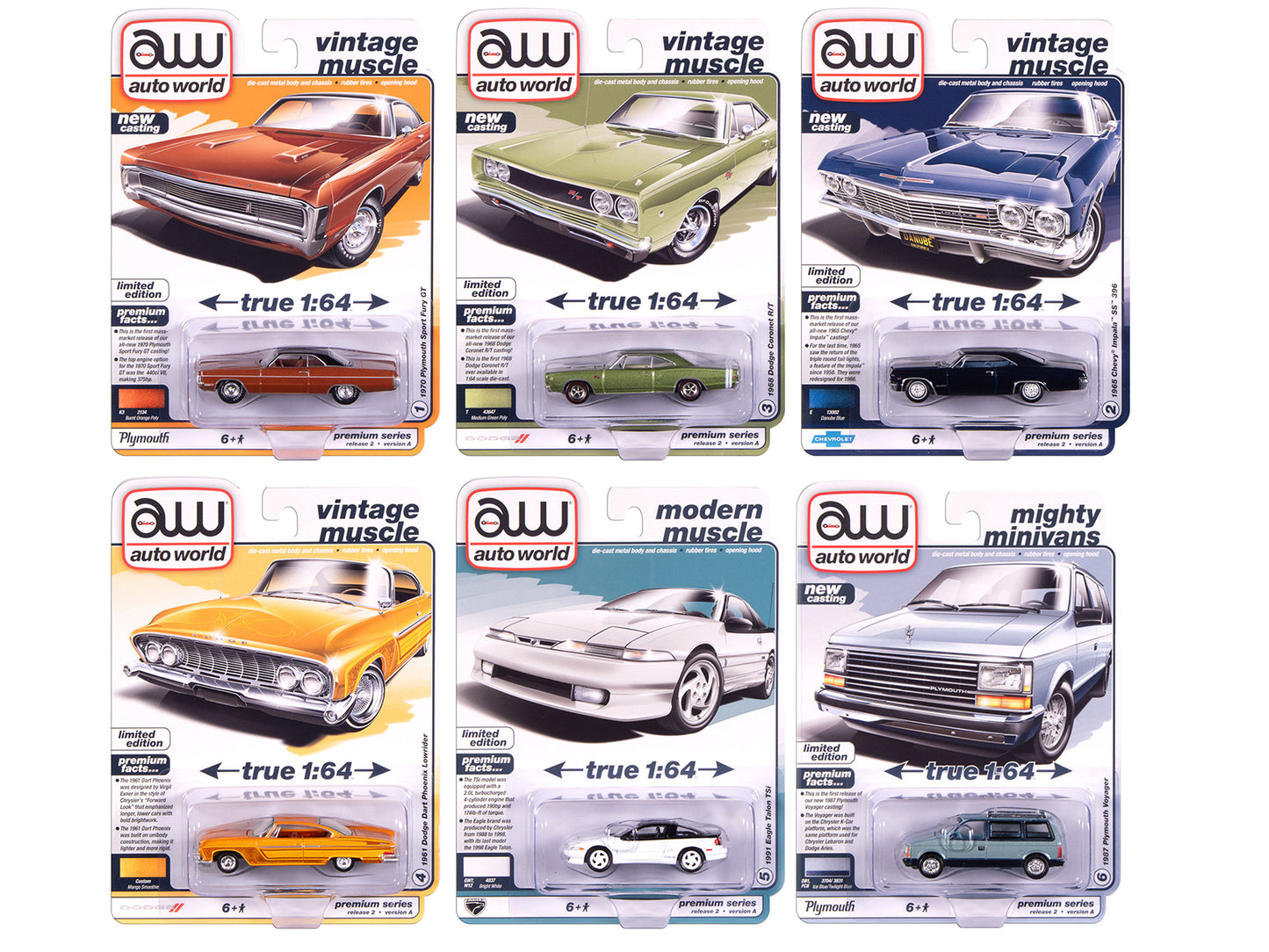 Auto World Premium 2025 Release 2 Set A of 6 pieces 1/64 Diecast Model Cars by Auto World-DiecastModeler.com