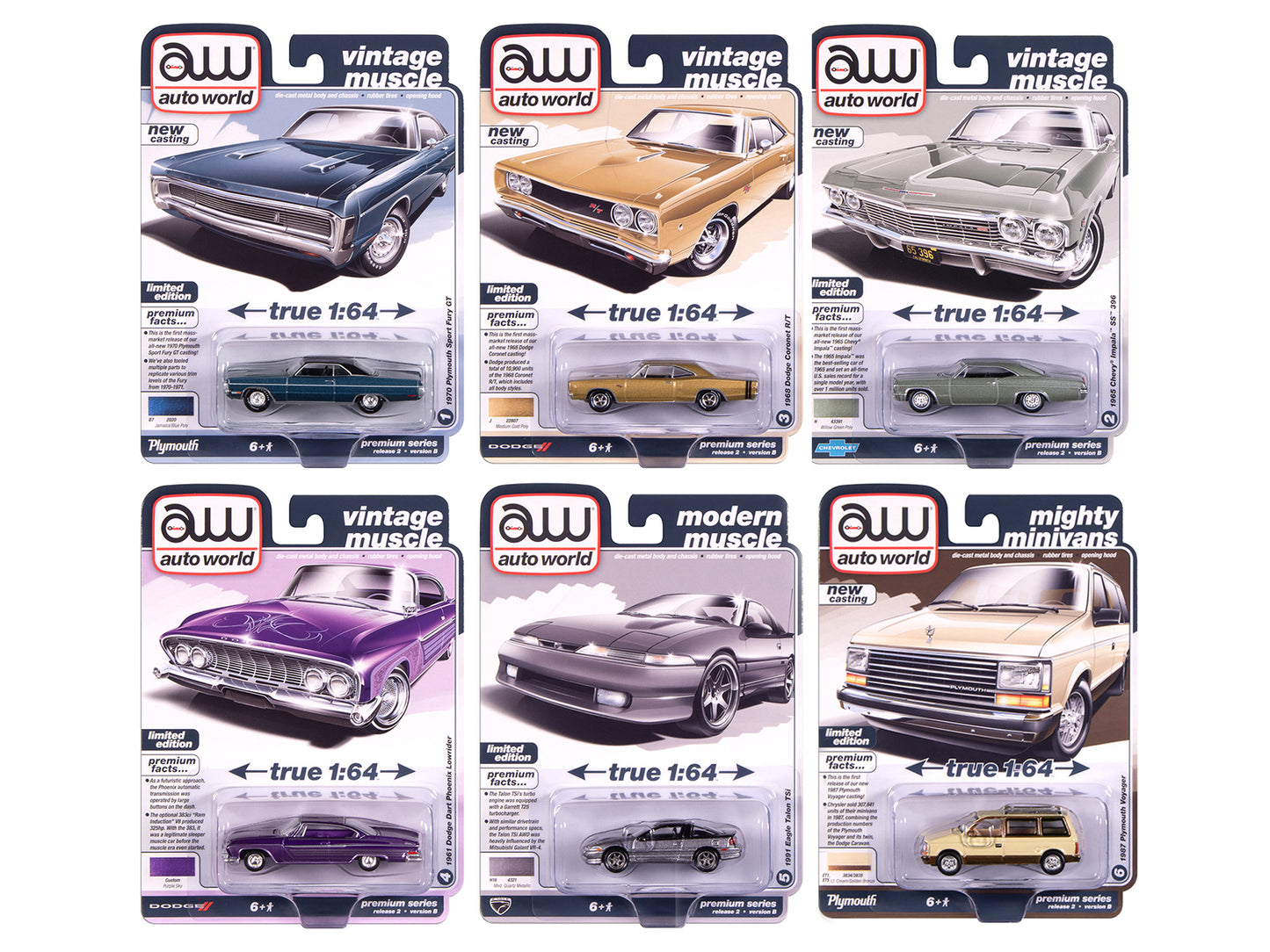 Auto World Premium 2025 Release 2 Set B of 6 pieces 1/64 Diecast Model Cars by Auto World-DiecastModeler.com