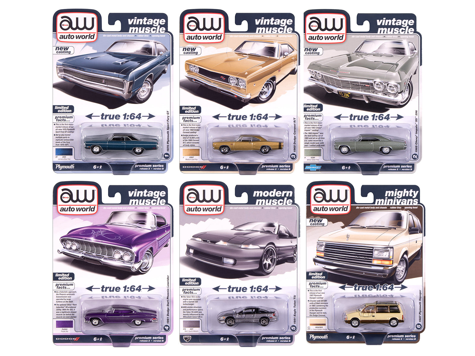 Auto World Premium 2025 Release 2 Set B of 6 pieces 1/64 Diecast Model Cars by Auto World-DiecastModeler.com