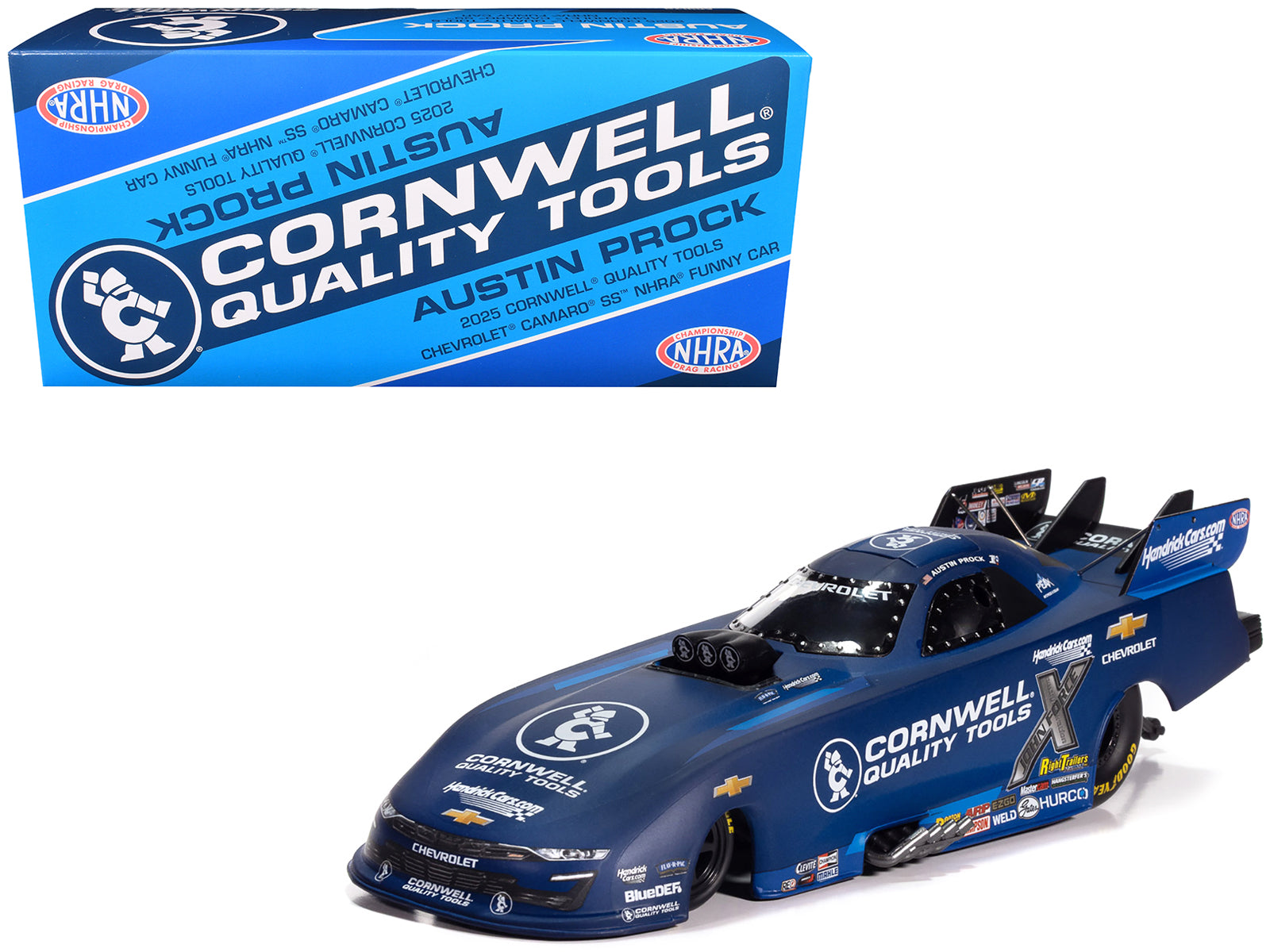 Chevrolet Camaro SS NHRA Funny Car Austin Prock "Cornwell Quality Tools" (2025) "John Force Racing" Limited Edition 1/24 Diecast Model by Auto World-DiecastModeler.com