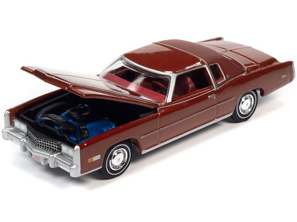 1975 Cadillac Eldorado Firethorn Red Metallic with Rear Section of Roof Matt Dark Red "Luxury Cruisers" Limited Edition to 14910 pieces Worldwide 1/64 Diecast Model Car by Auto World-DiecastModeler.com